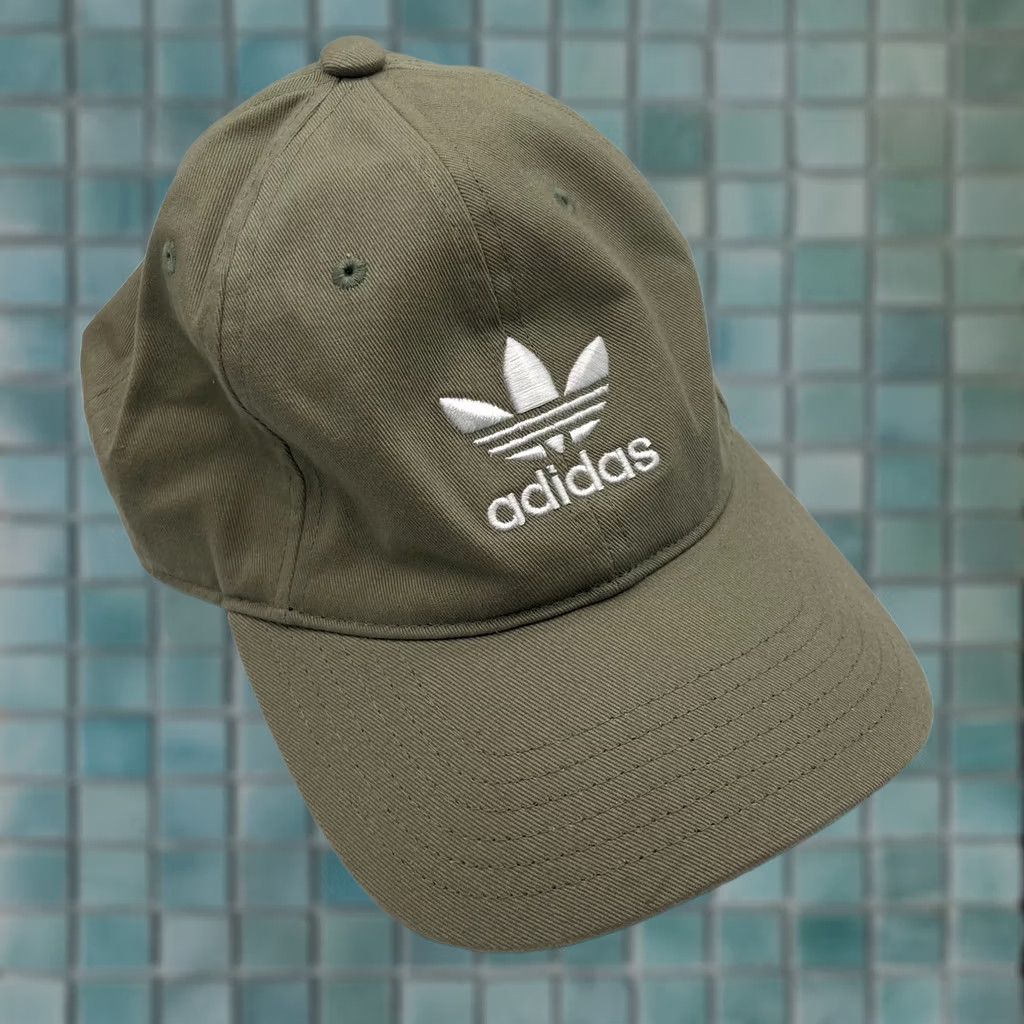 Adidas Adidas Hat Cap Mens Green Embroidered Trefoil Logo Cotton Baseball Strapback Size ONE SIZE - 1 Thumbnail
