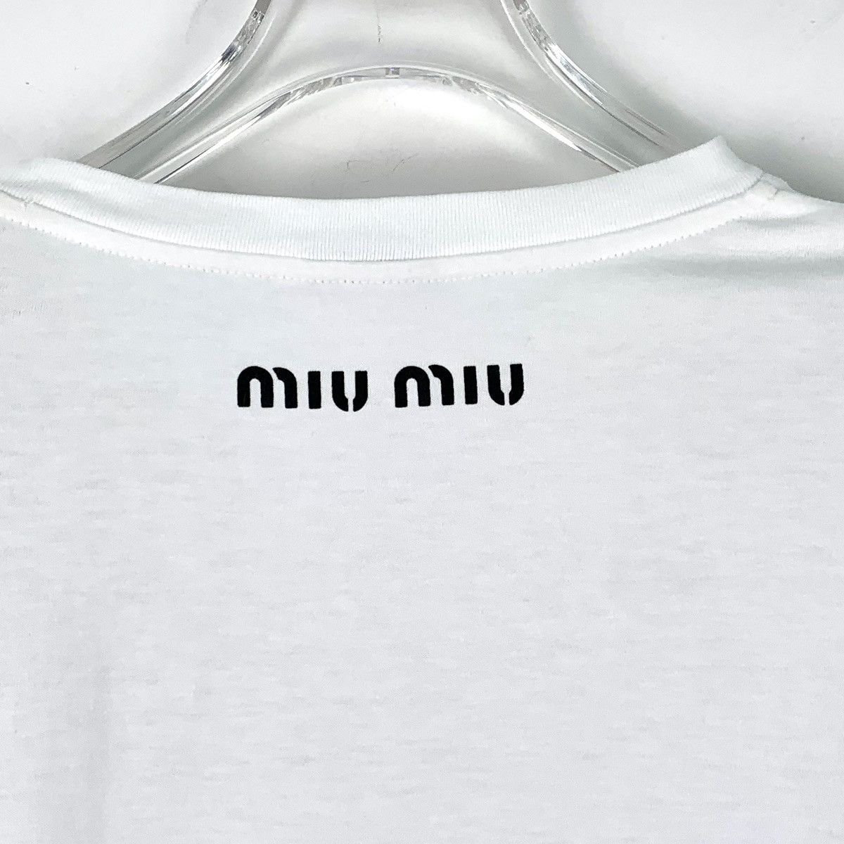 Miu Miu MiuMiu White Striped Sequin Long Sleeve T-shirt K26WX Size S / US 4 / IT 40 - 4 Thumbnail
