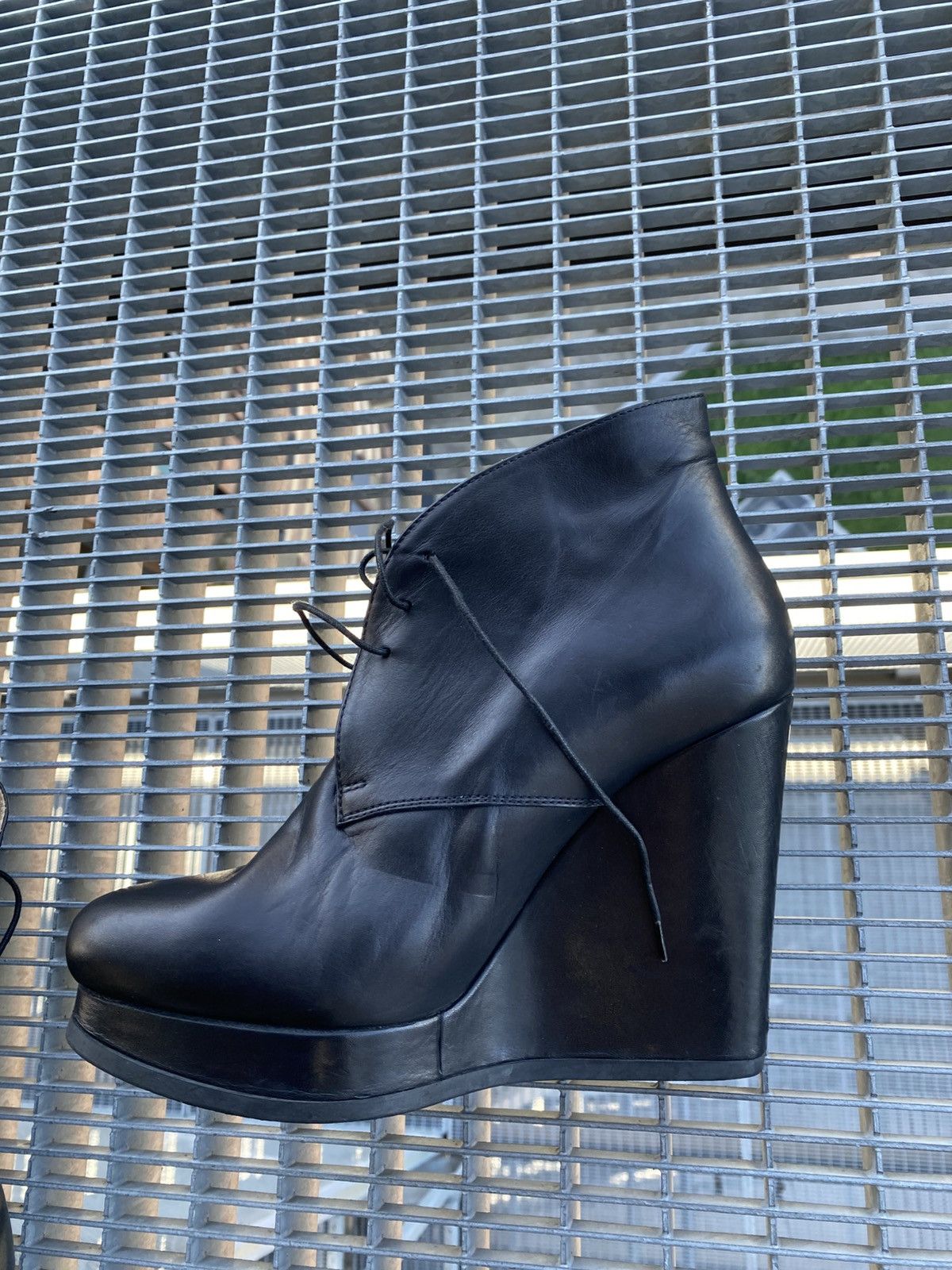 Jil Sander Jil Sander Leather Ankle Platform Wedge Boots Size US 9.5 / IT 39.5 - 6 Thumbnail