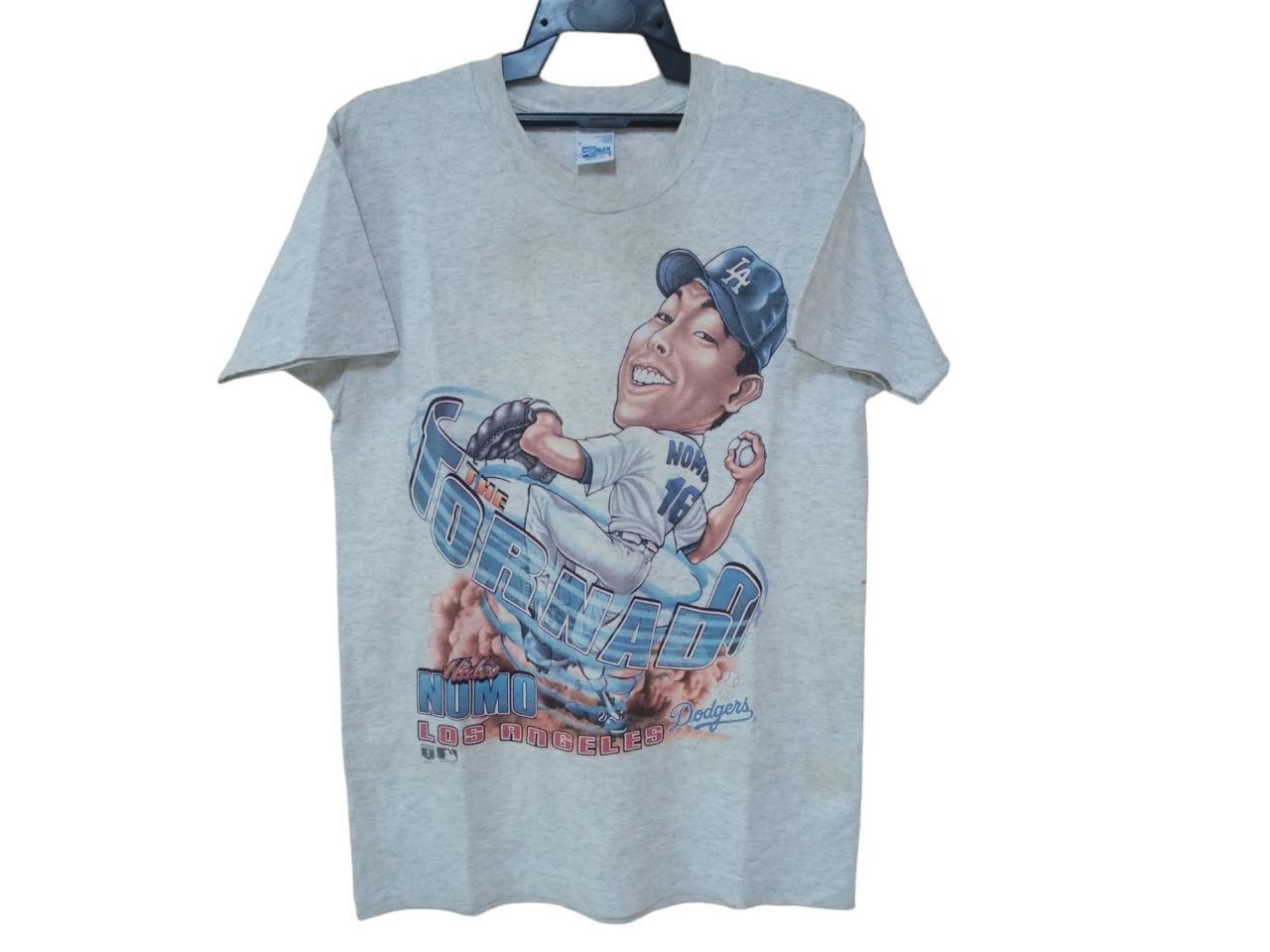 image of Triple A Baseball x Vintage 90's The Tornado Hideo Nomo in Grey, Men's (Size Medium)