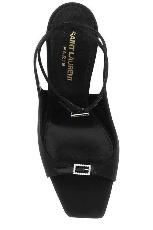 Saint Laurent Paris o1b1hav111224 Carole Sandals in Crepe in Black Size US 10 / IT 40 - 4 Thumbnail