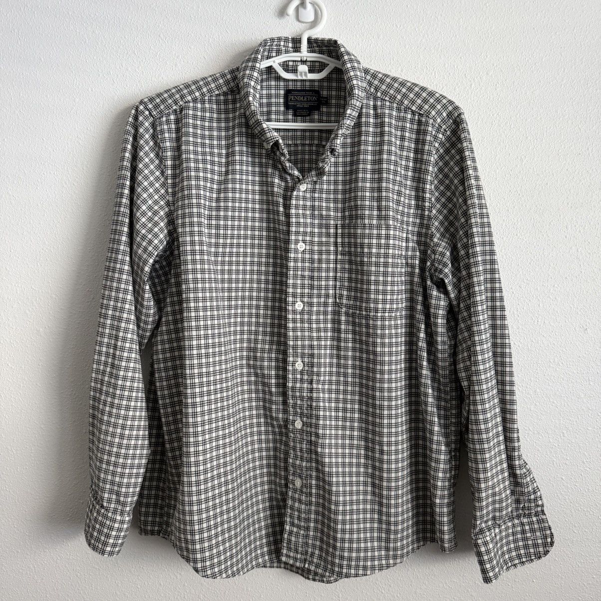 Pendleton Pendleton Fitted Shirt Mens XL Blue Plaid Virgin Wool Button Size US XL / EU 56 / 4 - 1 Thumbnail