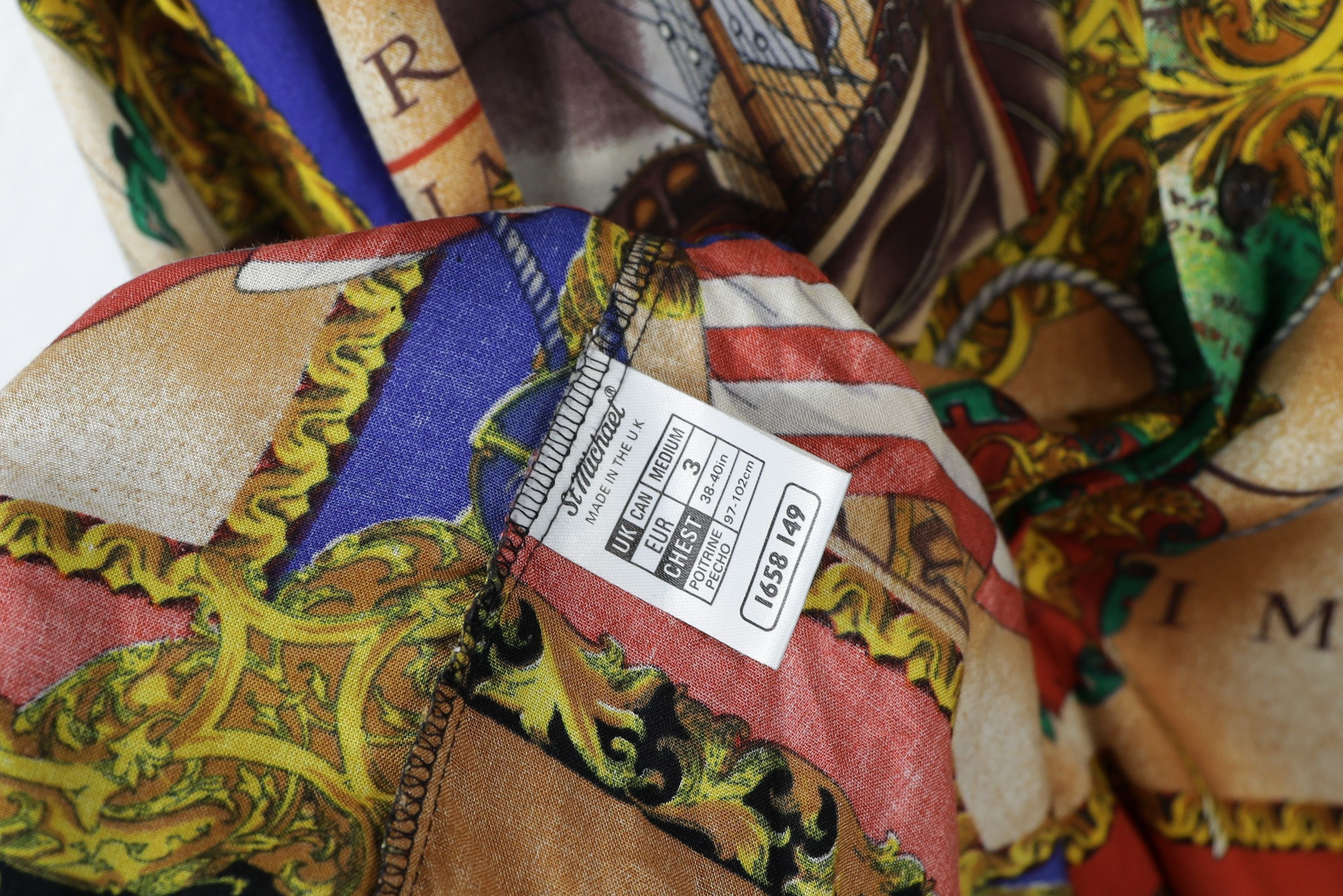 Designer Vintage Britain Baroque Printed Viscose Shirt Size US M / EU 48-50 / 2 - 4 Thumbnail