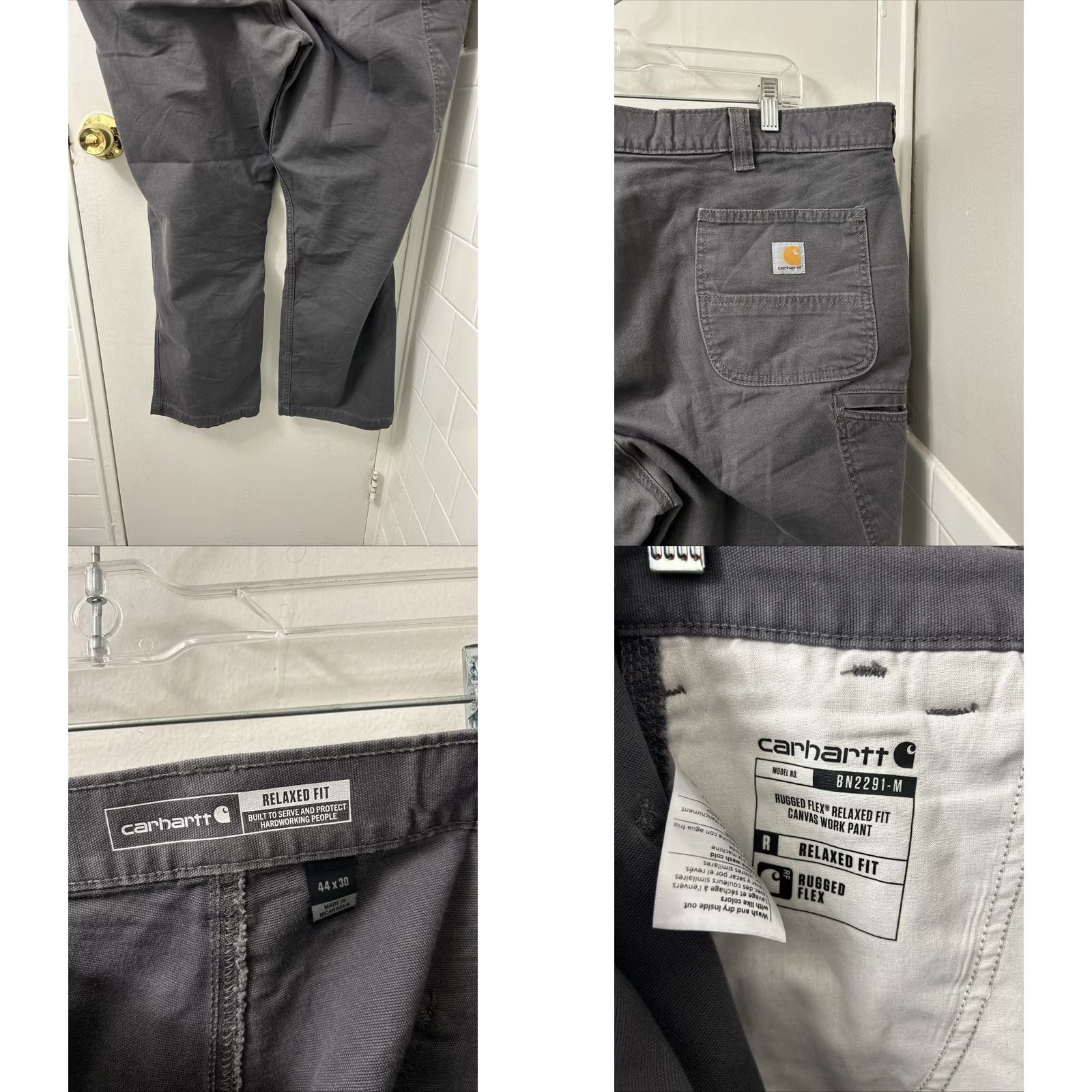 Carhartt Carhartt Work Pants Mens 44x30 Gray Rugged Flex Canvas Relaxed Fit BN2291-M Size US 44 / EU 60 - 8 Thumbnail