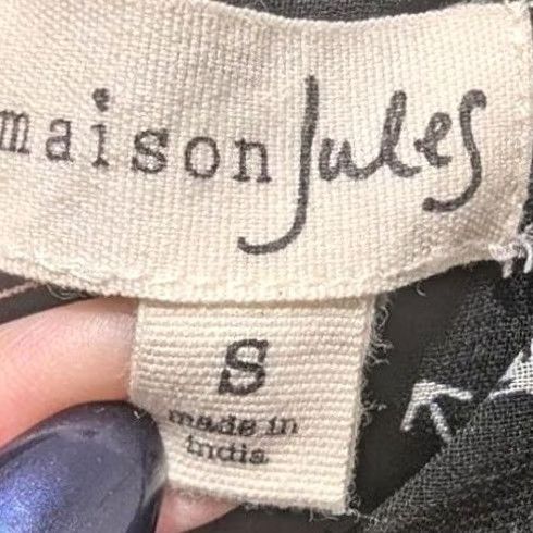Arrow Maison Jules Womens Black White Arrow Print Sleeveless Fit Flare Skater Dress S Size S / US 4 / IT 40 - 5 Thumbnail