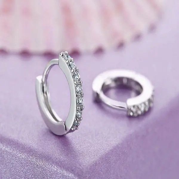 Other 925 Sterling Silver Plated Small Hoop Earrings for Women Men Size ONE SIZE - 3 Thumbnail