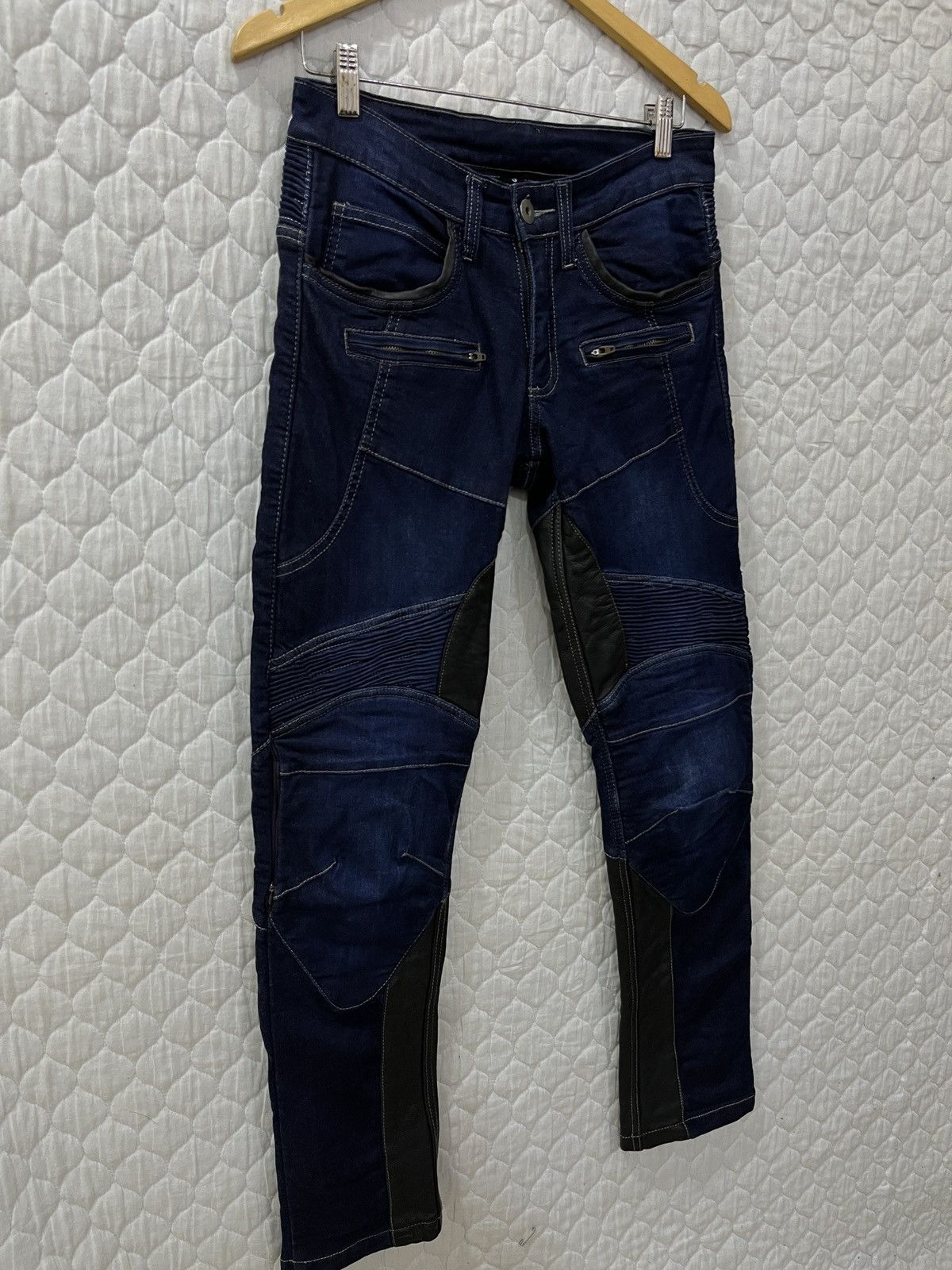 Designer (Xxxx)🔥🔥THE DEGNER CLASSIC KYOTO DENIM LEATHER BIKER PANTS Size US 30 / EU 46 - 3 Thumbnail