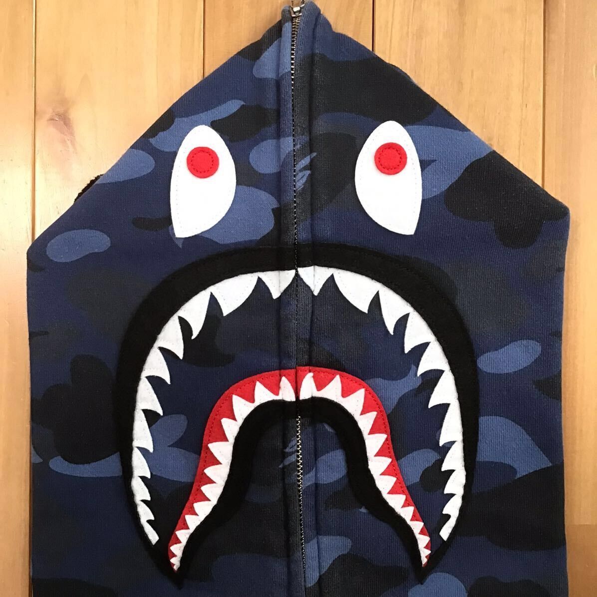 Bape 🔥XL🔥 BAPE Shark full zip hoodie Blue camo a bathing ape Size US XL / EU 56 / 4 - 4 Thumbnail