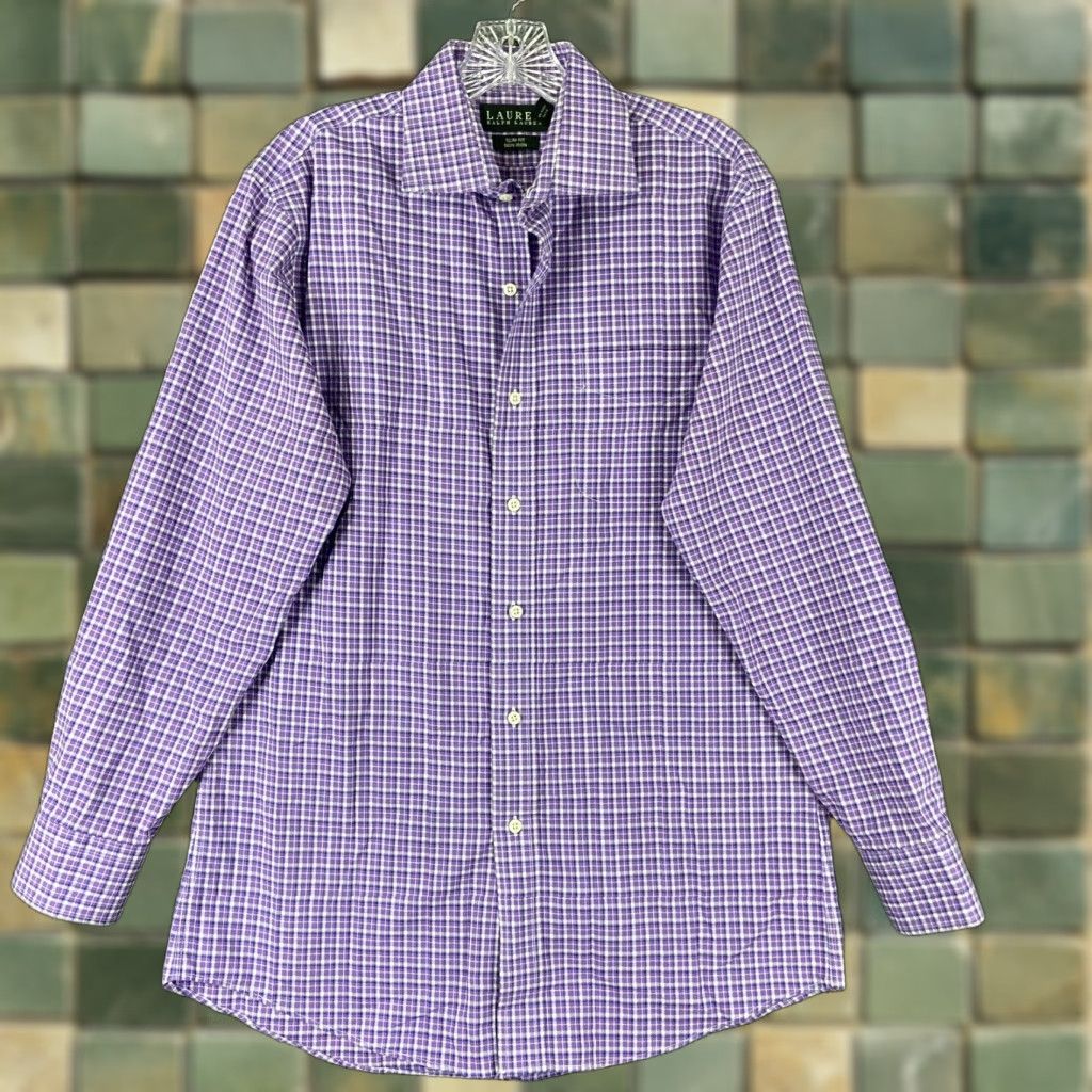 Ralph Lauren VINTAGE Lauren Ralph Lauren Plaid Button-Up Shirt Adult 15.5 Purple Slim Fit Mens Size US M / EU 48-50 / 2 - 1 Thumbnail