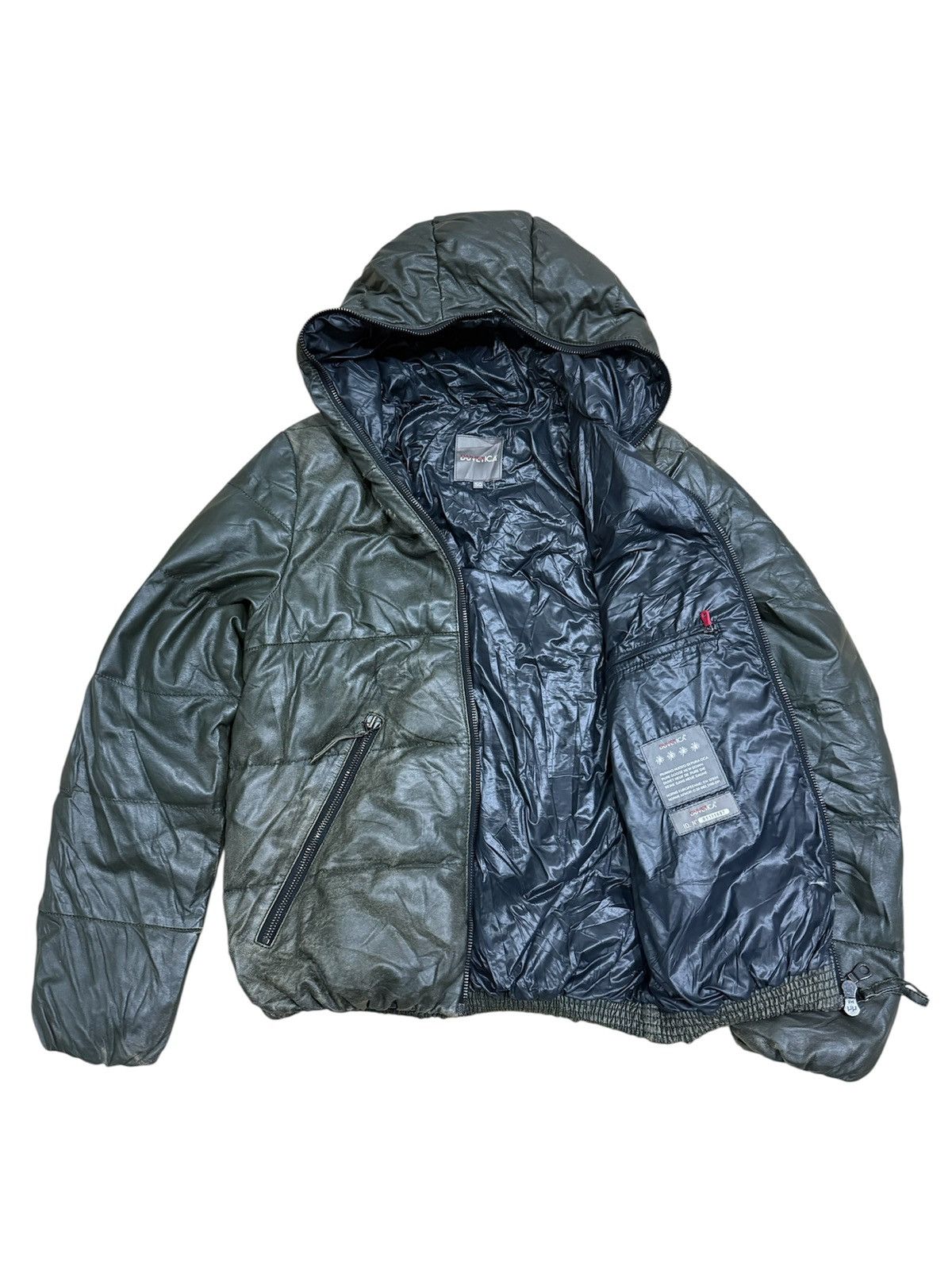 Duvetica DUVETICA FULL ZIPPER LEATHER PUFFER JACKET Size US M / EU 48-50 / 2 - 2 Thumbnail