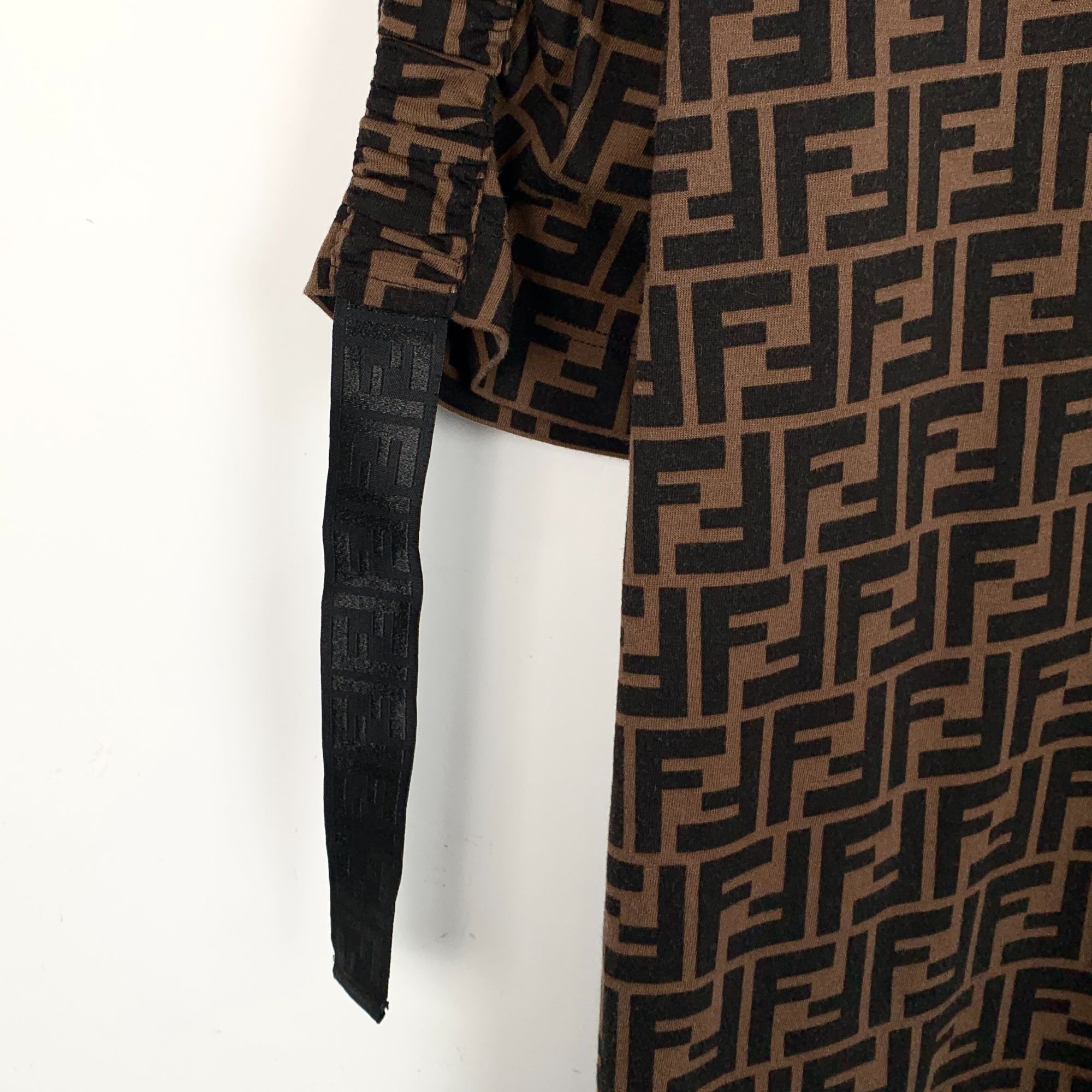 Fendi H14294 Fendi Logo Print Brown & Black Short Sleeve T-Shirt Size US XS / EU 42 / 0 - 4 Thumbnail