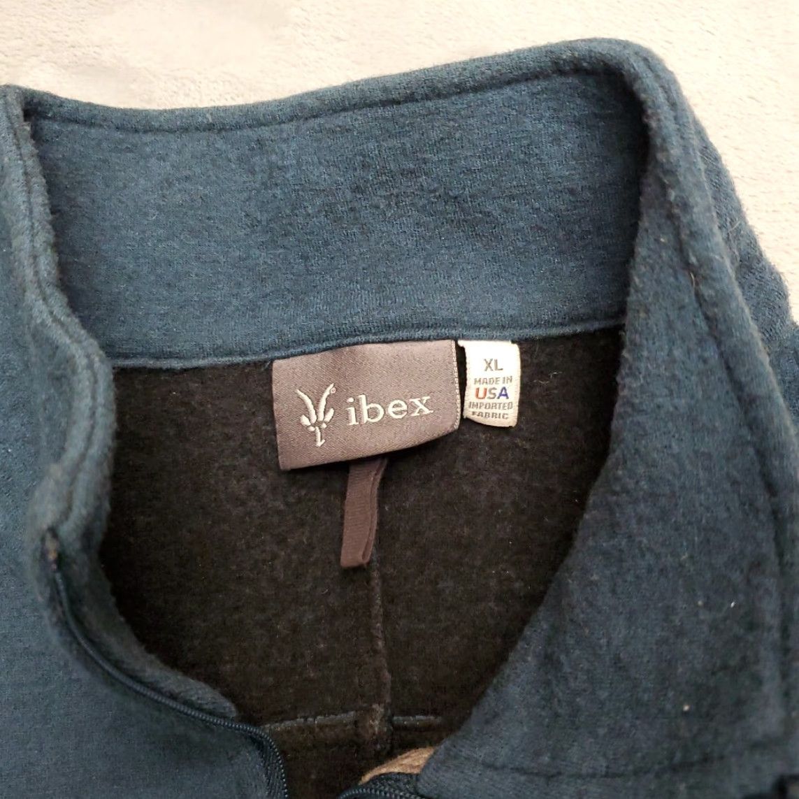 Vintage Ibex Jacket Mens Blue 94% Merino Wool 1/4 Zip Pullover Outdoors Made in USA XL Windbreaker Pockets Solid Regular Wool Size US XL / EU 56 / 4 - 3 Thumbnail