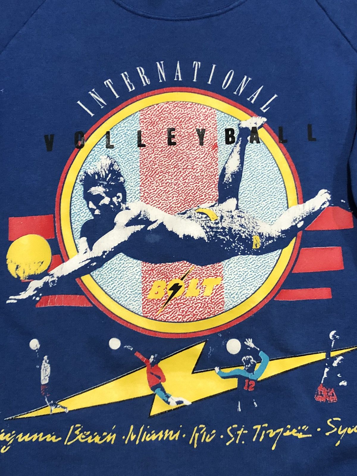 Lightning Bolt × Vintage Vtg 90s Bolt Beach Volleyball Sweatshirt Size US XL / EU 56 / 4 - 2 Thumbnail