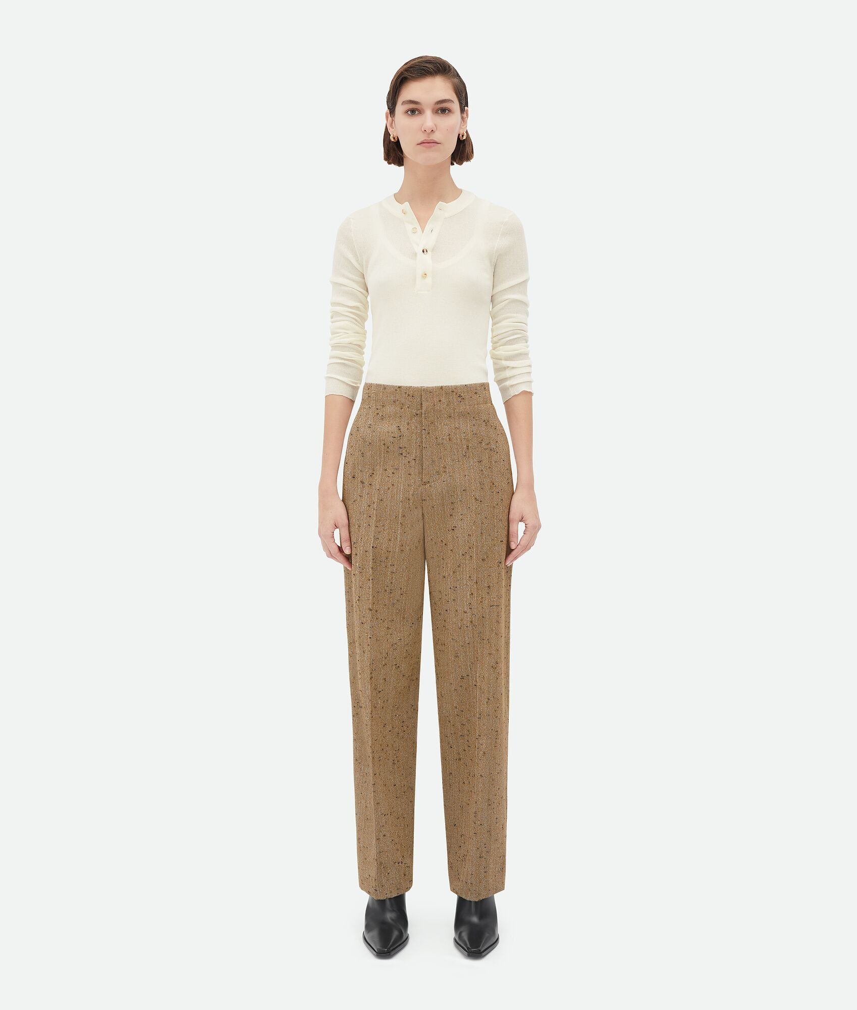 Bottega Veneta o1n1vont0425 Straight Leg Knotted Wool Mix Trouser Size 28" / US 6 / IT 42 - 1 Thumbnail