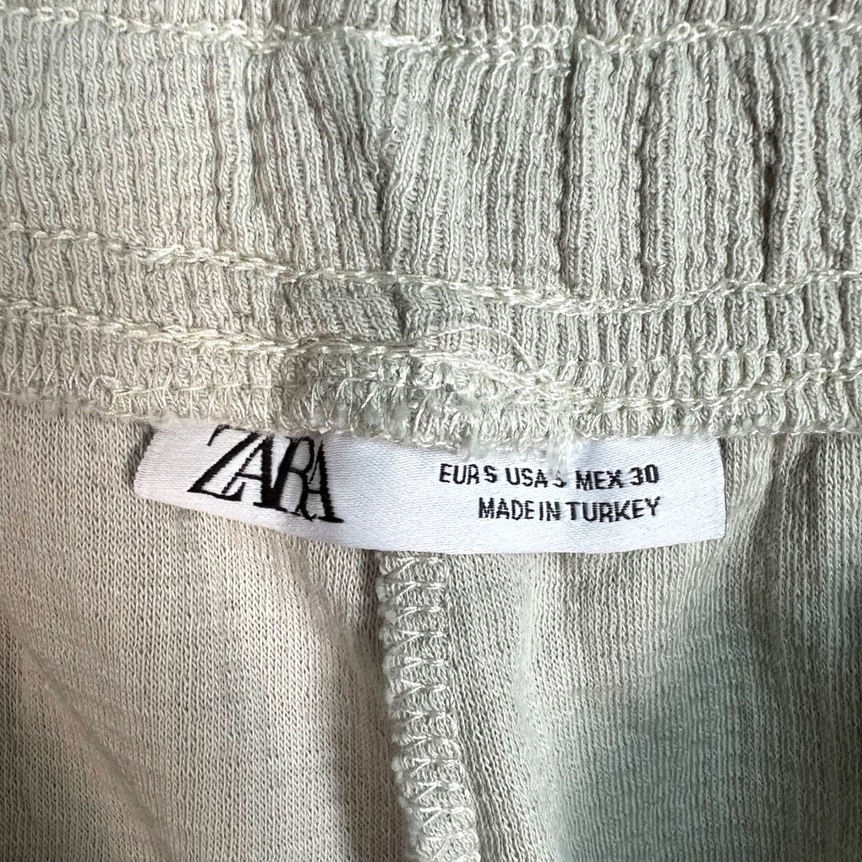 Zara Zara Mens Small Light Green Waffle Knit Cotton Shorts Drawstring Pockets Casual Summer Spring Regular Men S Green 2020s? Size US 29 - 3 Thumbnail