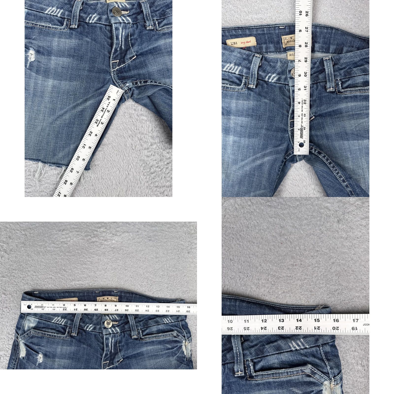 Vintage William Rast Shorts Womens 26x7 Blue Distressed Cut-Off Short Lisa Long Short Denim Size 26" / US 2 / IT 38 - 8 Thumbnail