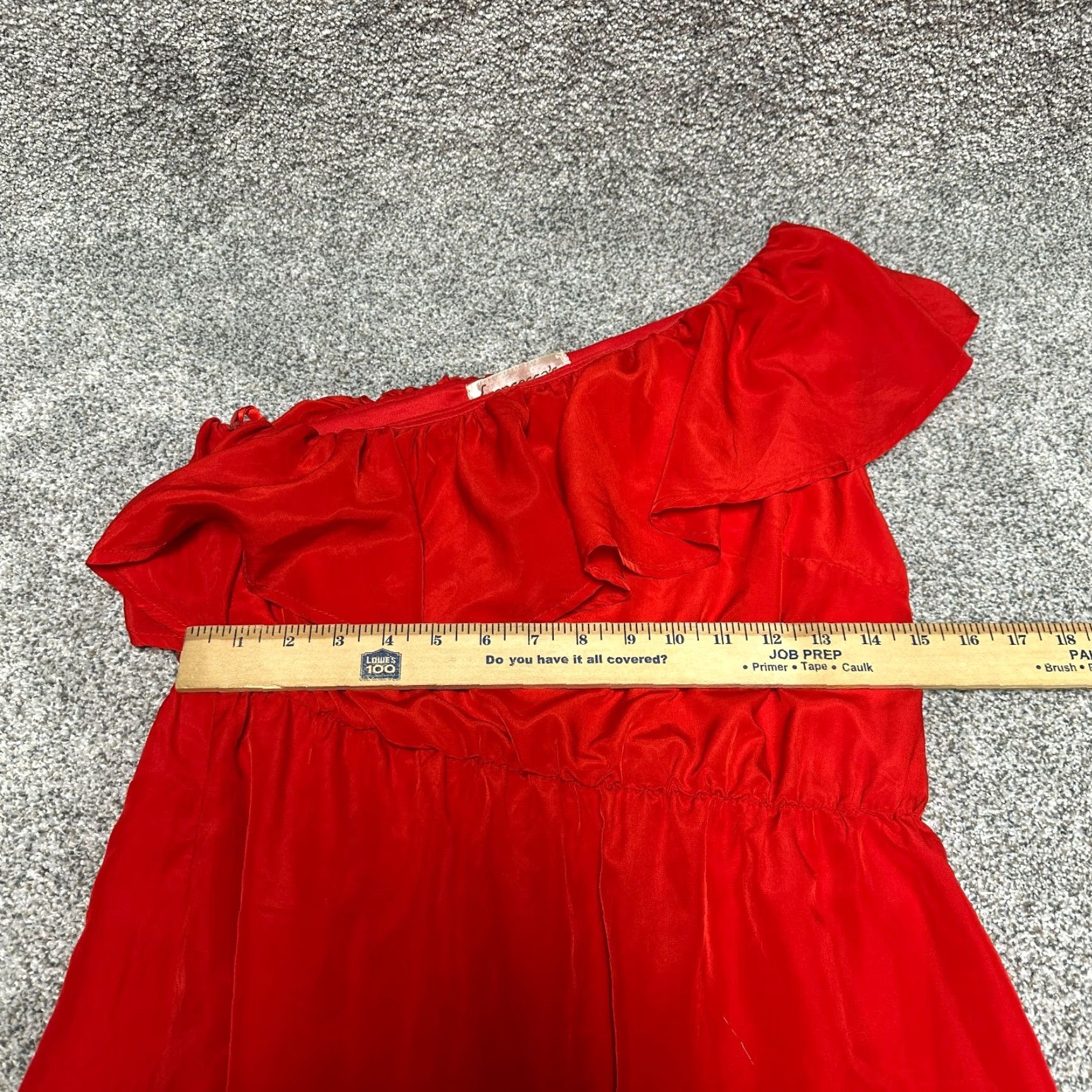 Vintage Francescas Dress One Shoulder Ruffle Satin A-Line Short Red Women Medium Party Holiday Christmas Sexy Womens Size M / US 6-8 / IT 42-44 - 6 Thumbnail