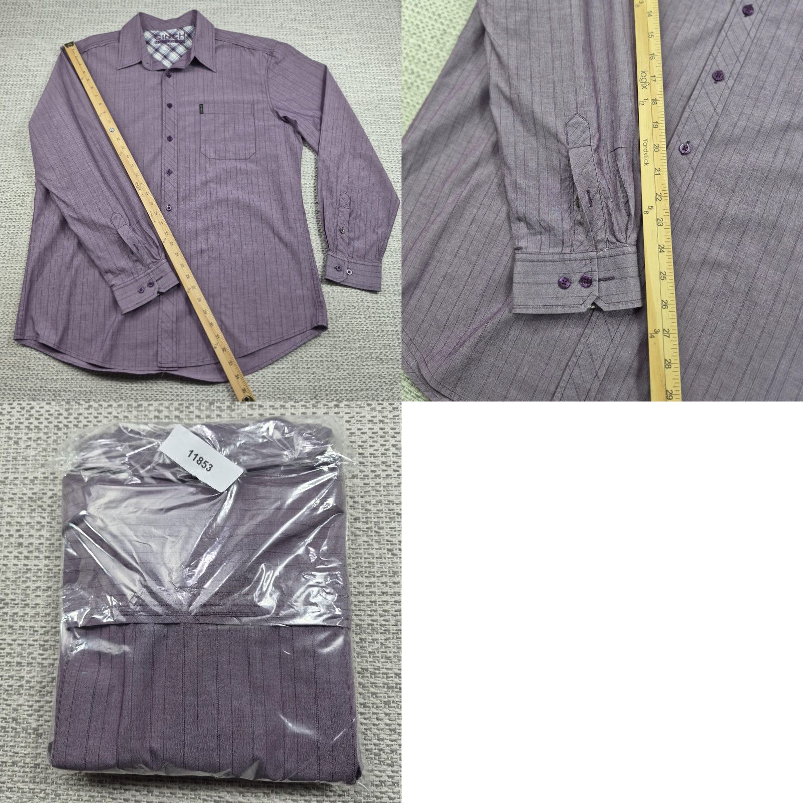 Vintage Cinch Button Up Shirt Mens XL Purple Striped Modern Fit Long Sleeve Western Size US XL / EU 56 / 4 - 9 Thumbnail