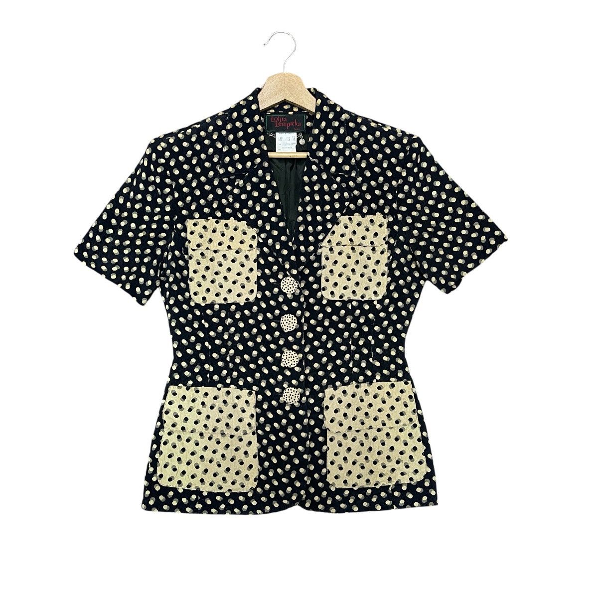 Vintage 80s Lolita Lempicka Paris Polka Dot Fitted Blazer Jacket Size M / US 6-8 / IT 42-44 - 1 Thumbnail