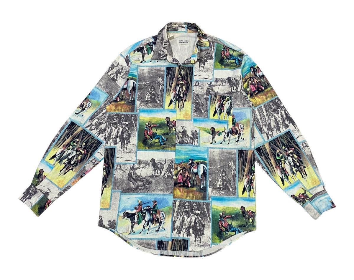 United Colors Of Benetton United Colors Of Benetton Cowboys Printed Shirt Button Ups Size US S / EU 44-46 / 1 - 2 Thumbnail
