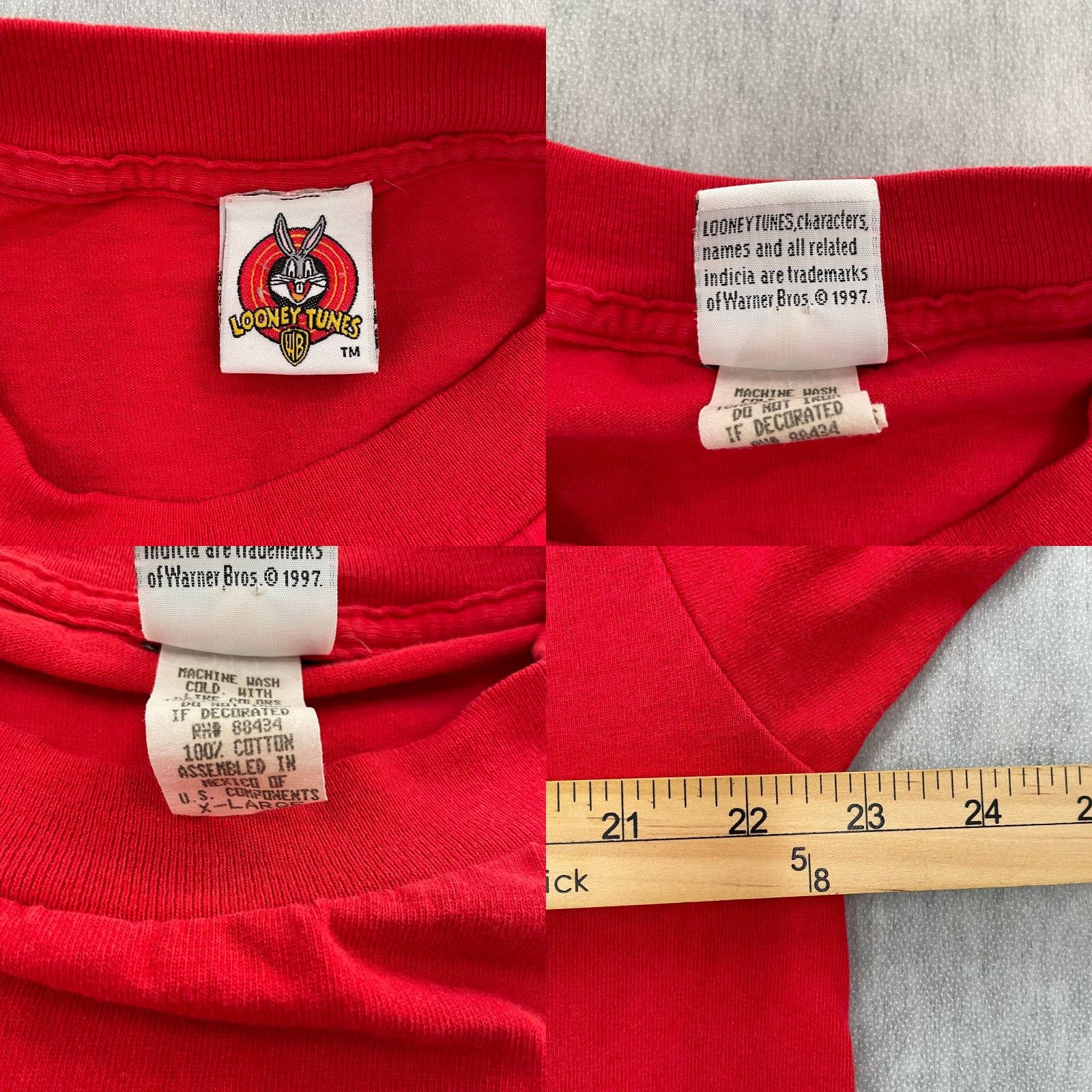 Vintage VINTAGE Looney Tunes T-Shirt Adult XL Red Sylvester Tweety Daffy 90s Cartoon Men Size US XL / EU 56 / 4 - 8 Thumbnail