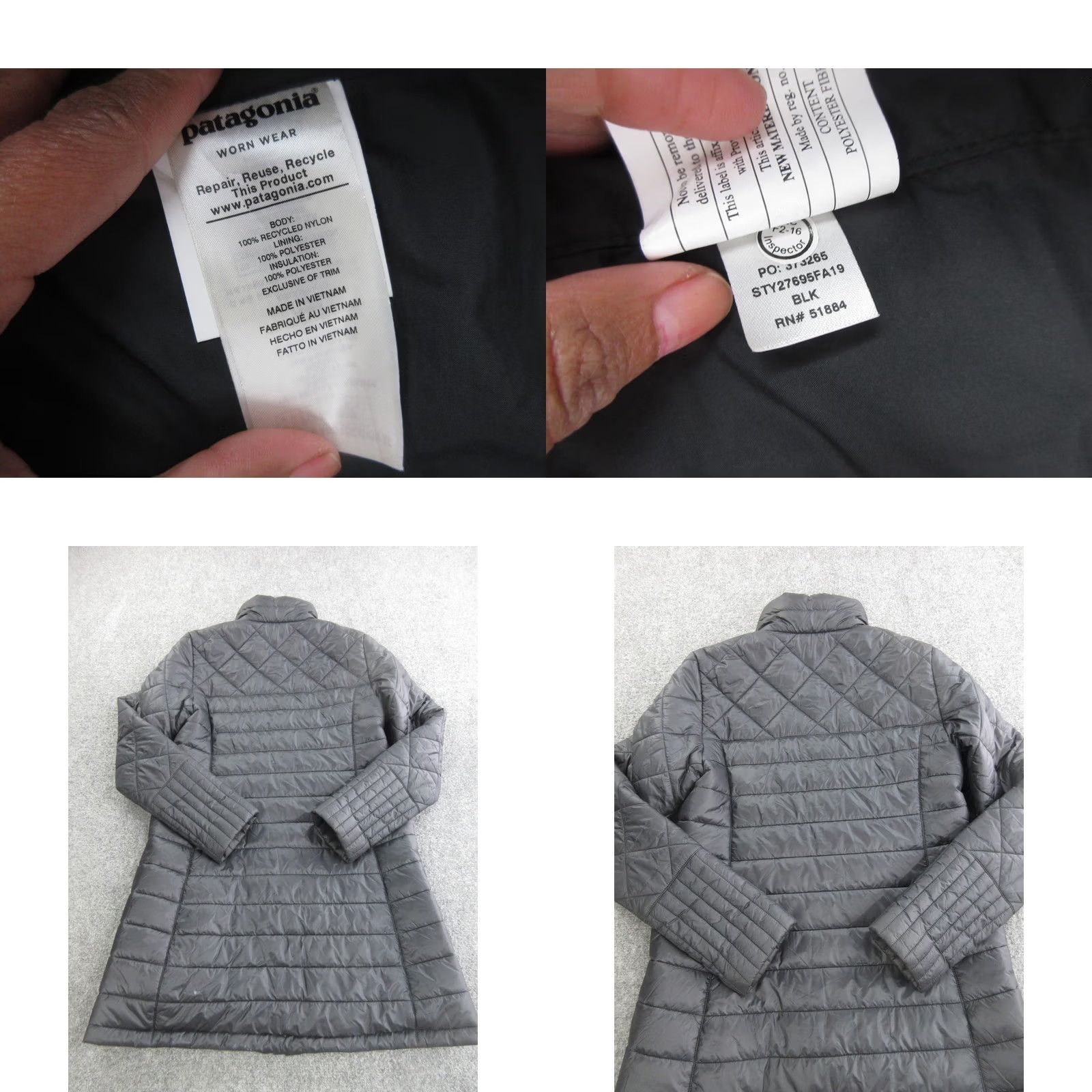 Patagonia Patagonia Coat Womens Medium Black Quilted Parka Full Zip Insulated Pockets Long Sleeve Fall Winter Size M / US 6-8 / IT 42-44 - 8 Thumbnail