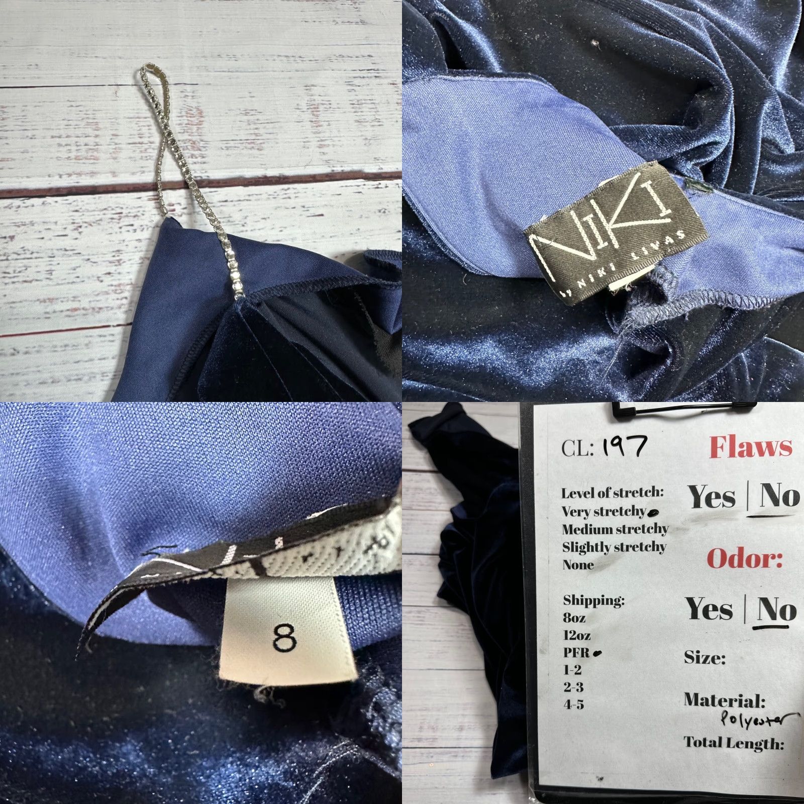 Velour Niki Livas Sleeveless Velour Long Dress Sz 8 Blue Draped Cutout Neck Maxi Dress Womens Velvet Niki by Niki Livas Size M / US 6-8 / IT 42-44 - 8 Thumbnail