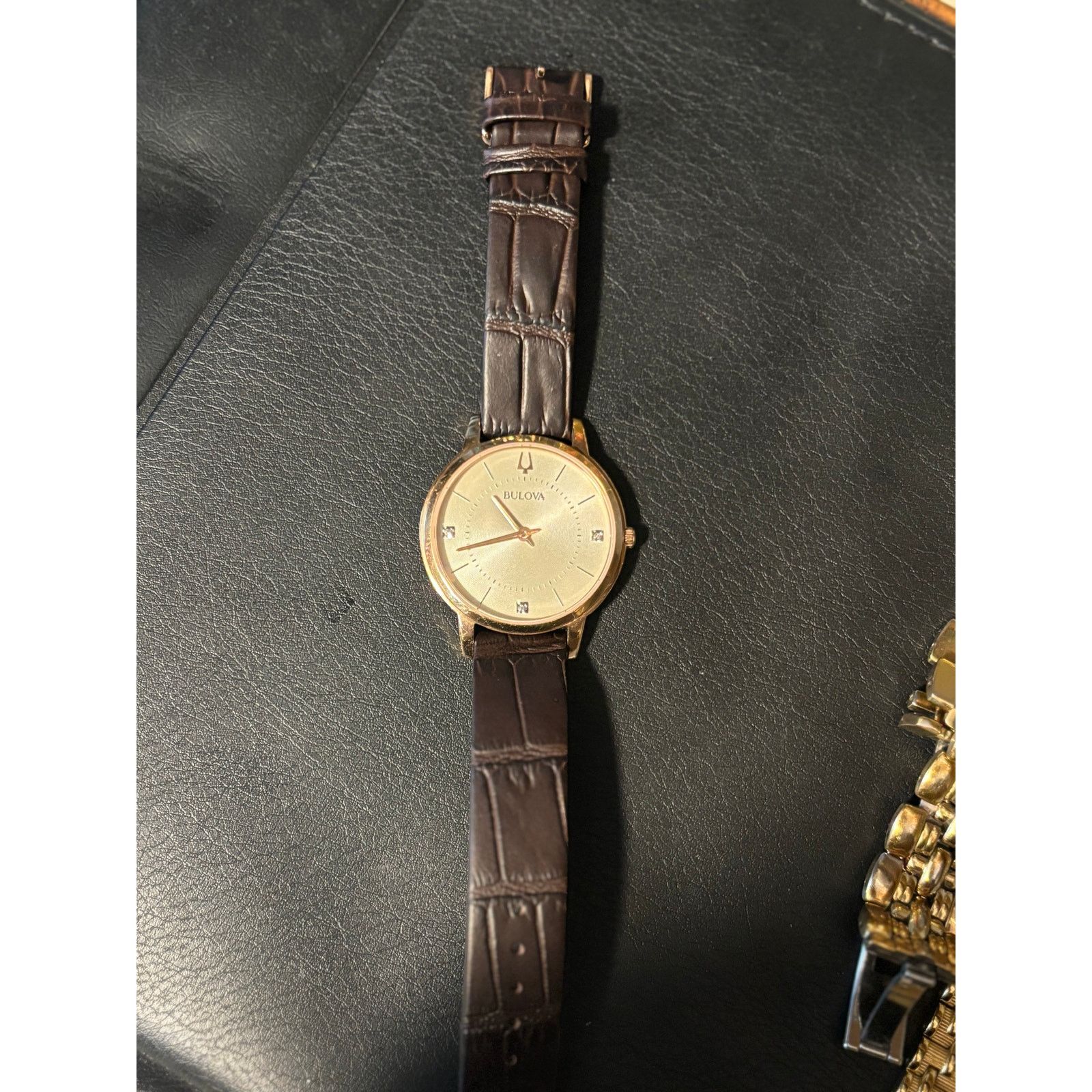 Bulova Bulova 97P122 Rose Gold Tone Brown Leather Band! New Battery Size ONE SIZE - 5 Thumbnail