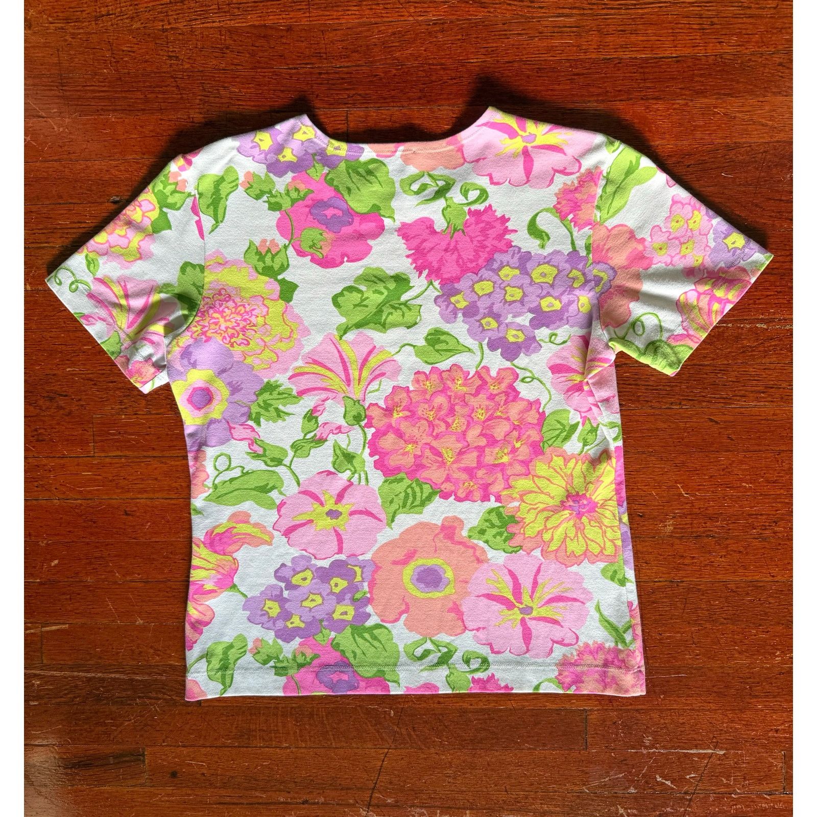Vintage Vintage 90’s Leggiadro Neon Pink White Crop Top Med Large Size M / US 6-8 / IT 42-44 - 2 Thumbnail