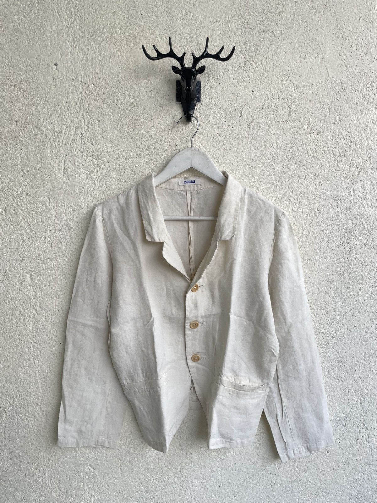 CABANE de ZUCCa Zucca Cream Linen Cropped Blazer Jacket Hysteric Japan Y’s Size S / US 4 / IT 40 - 1 Thumbnail