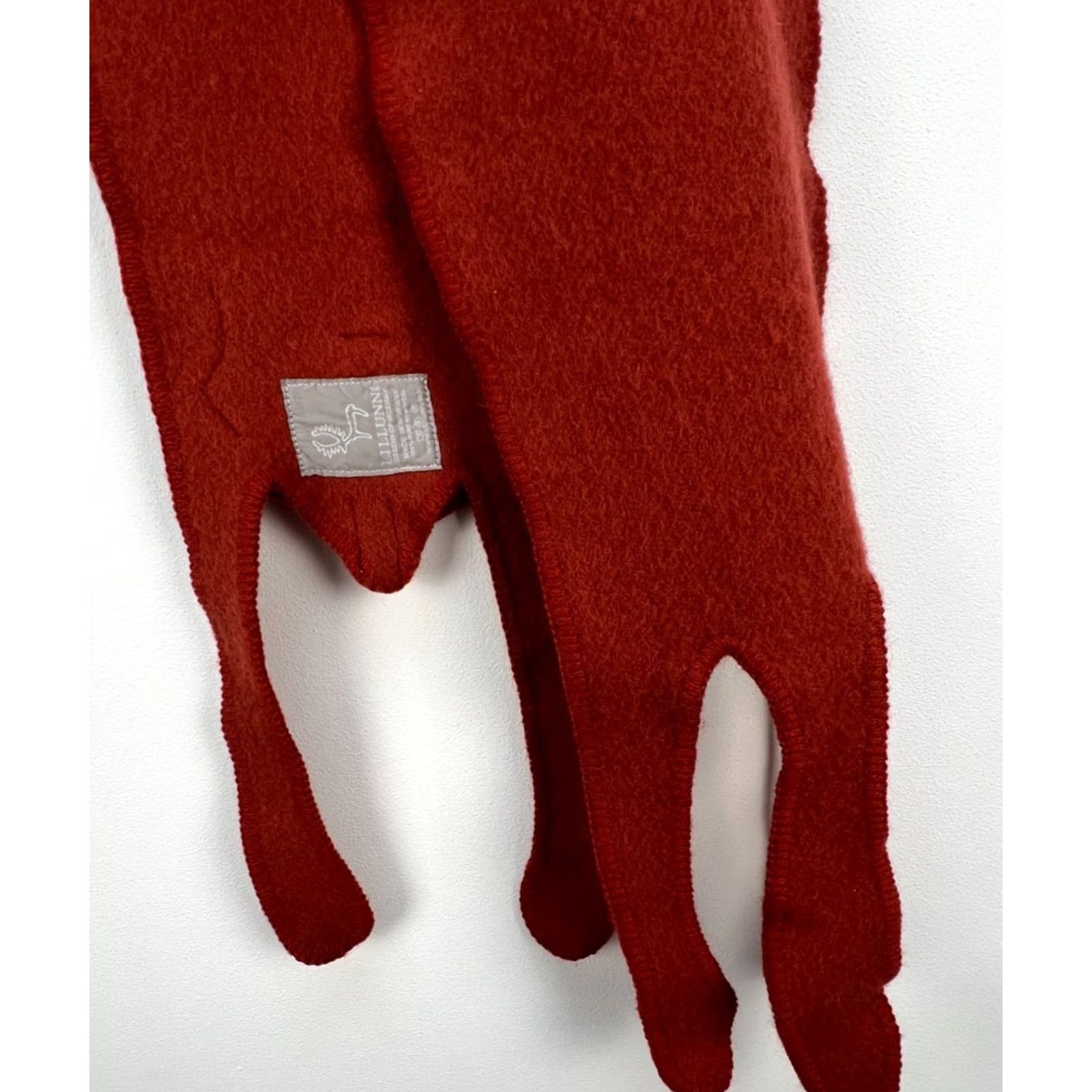Vintage VINTAGE LILLUNN Scarf Wool Norway Fox Pattern Solid Red Orange Women's Wool Scarf Norway Made in Norway 71x10 inch Size ONE SIZE - 4 Thumbnail