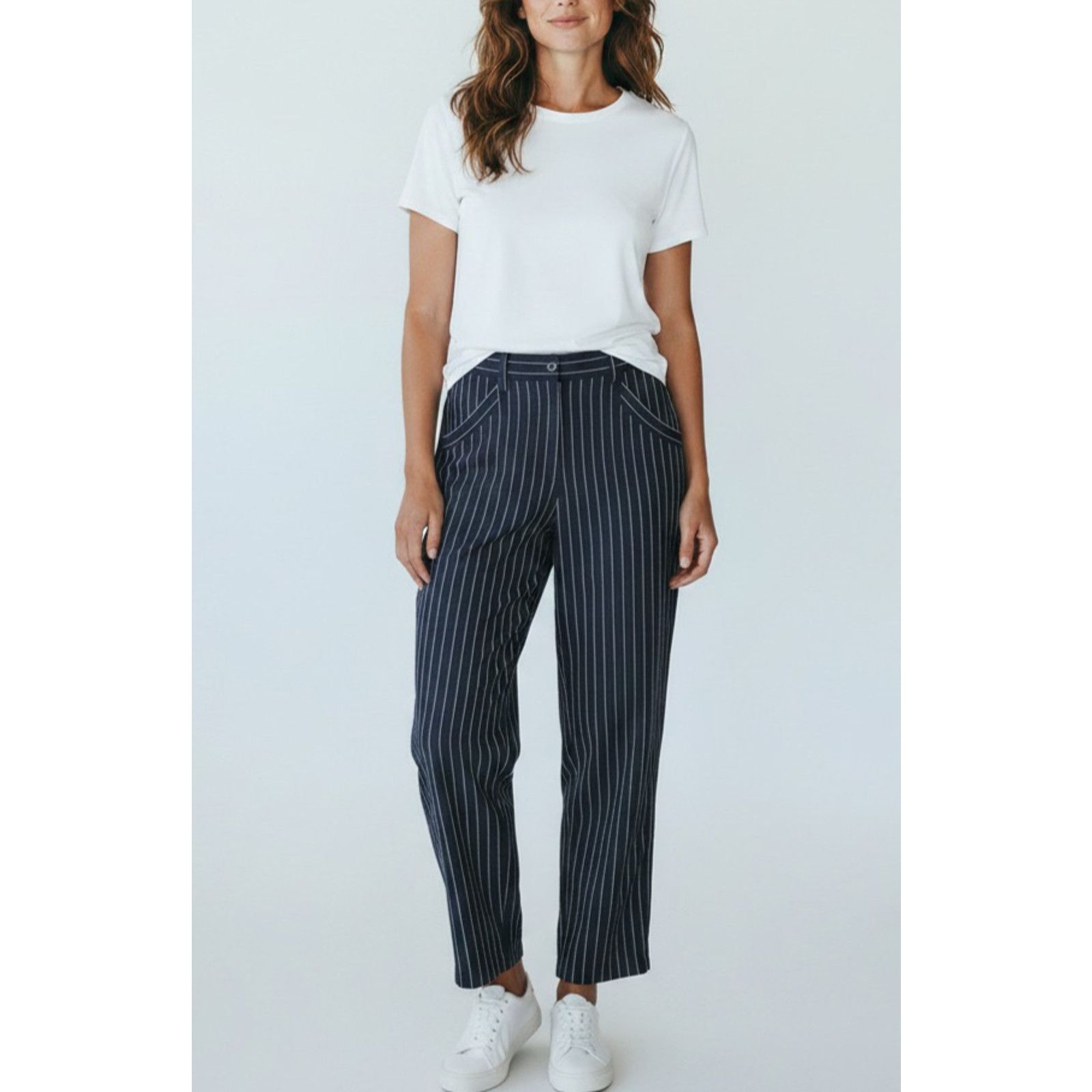 Eileen Fisher EILEEN FISHER Pinstripe Wide Leg High Rise Pants Size SP/PP Size 30" / US 8 / IT 44 - 1 Thumbnail