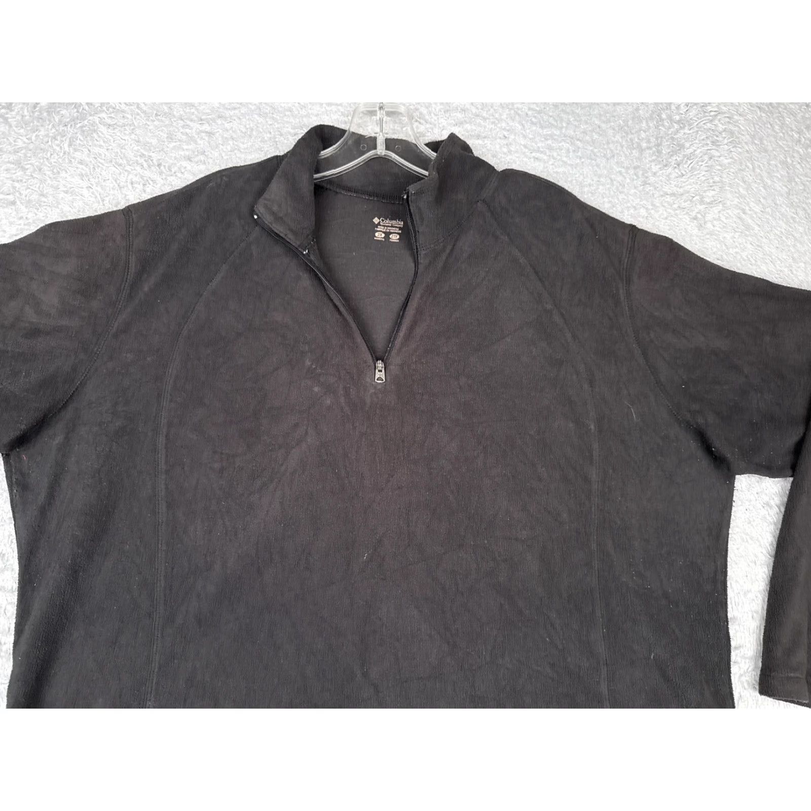 Vintage Columbia Womens Pullover Shirt 2X Black Fleece Quarter Zip Mock Neck Raglan Sleeve Outdoor Hiking Walking Regular Size XXL / US 16-18 / IT 52-54 - 4 Thumbnail