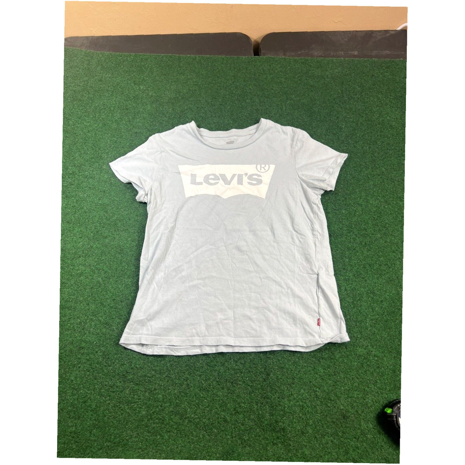 Levi's Levis T Shirt Womens M Medium Light Blue Spell Out Graphic Print Crew Short Slv Size M / US 6-8 / IT 42-44 - 1 Thumbnail