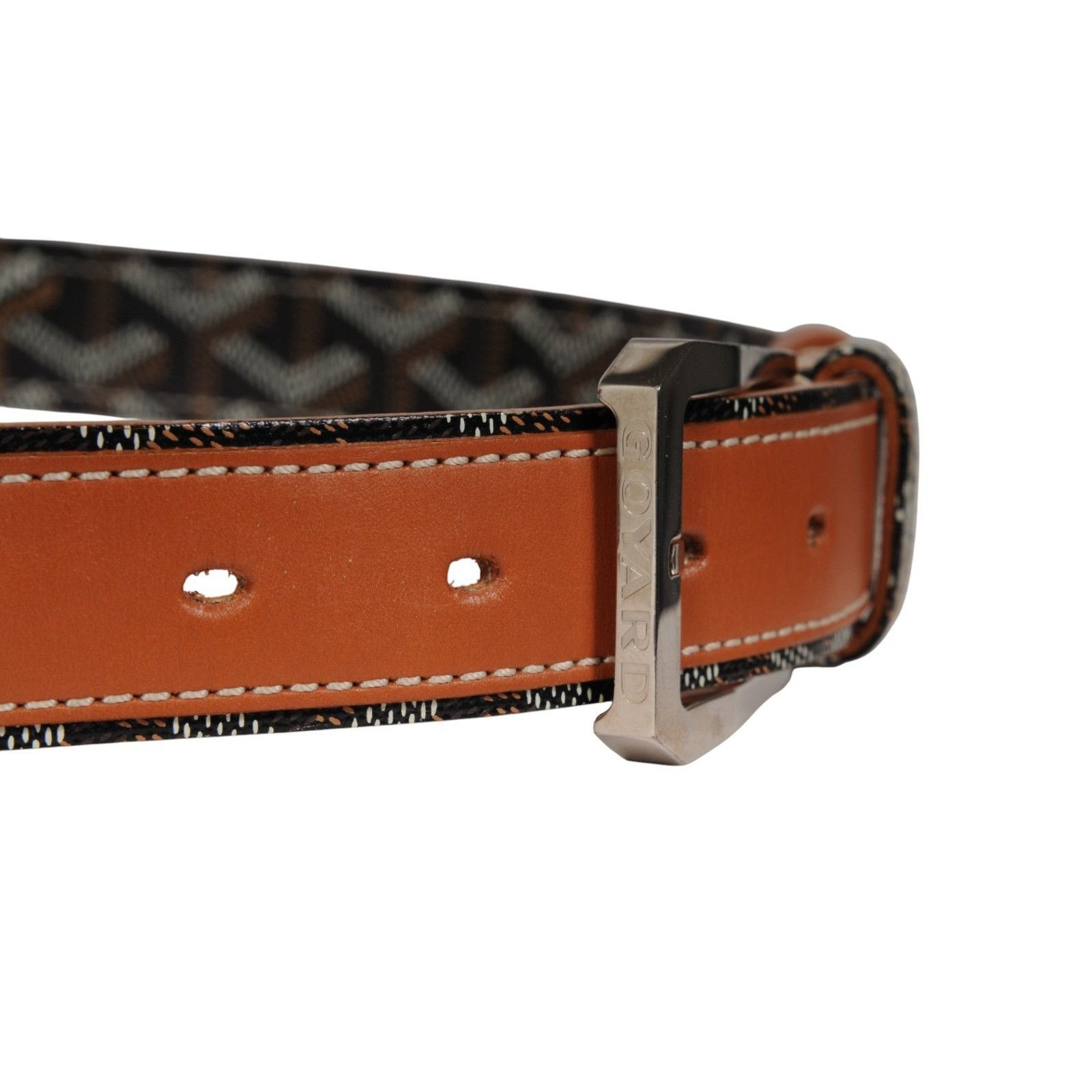 Goyard Fregate Belt 95 33 34 Black Brown Leather Goyardine - 02611 Size 34 - 15 Thumbnail