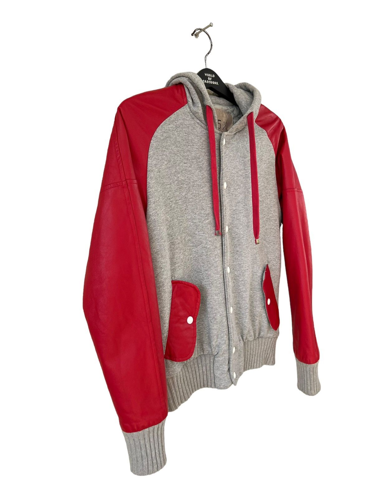 Other 15 1/2 Made in Italy Leather Sleeve Varsity Hoodie Jacket Size US S / EU 44-46 / 1 - 10 Thumbnail