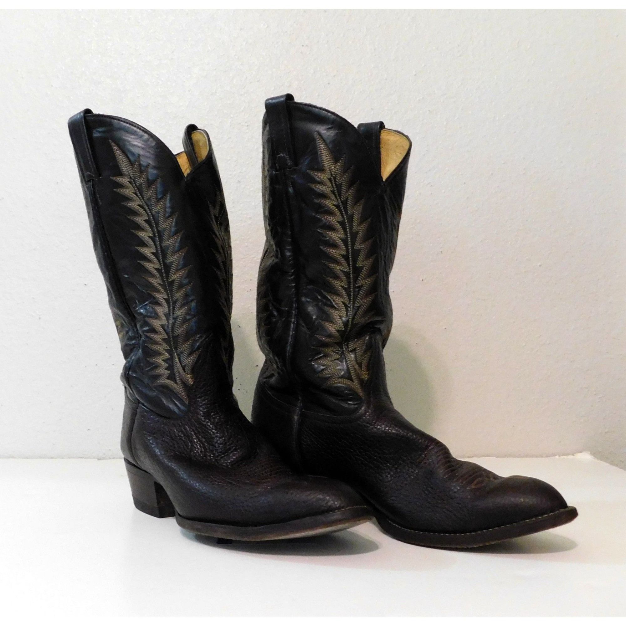 Tony Lama Vintage Leather Cowboy Boots Mens Size EE Brown - Main Image