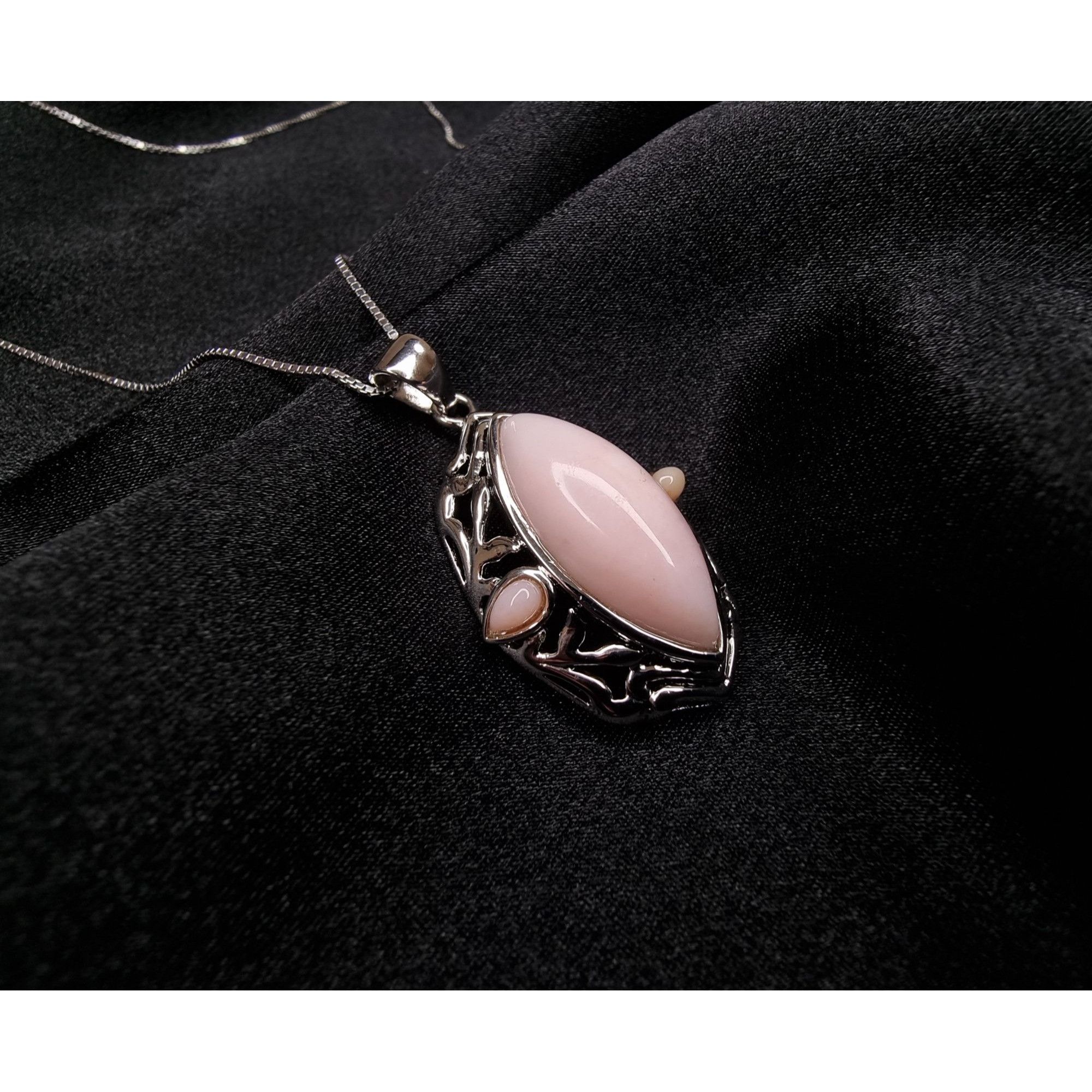 Other Pink Agate Pendant Necklace In Sterling Silver 925 BBJ Signe Size ONE SIZE - 5 Thumbnail
