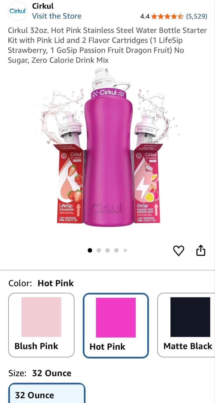Other Cirkul 32oz. Pink Stainless Water Bottle Starter Kit 2 Cartr Size ONE SIZE - 4 Thumbnail