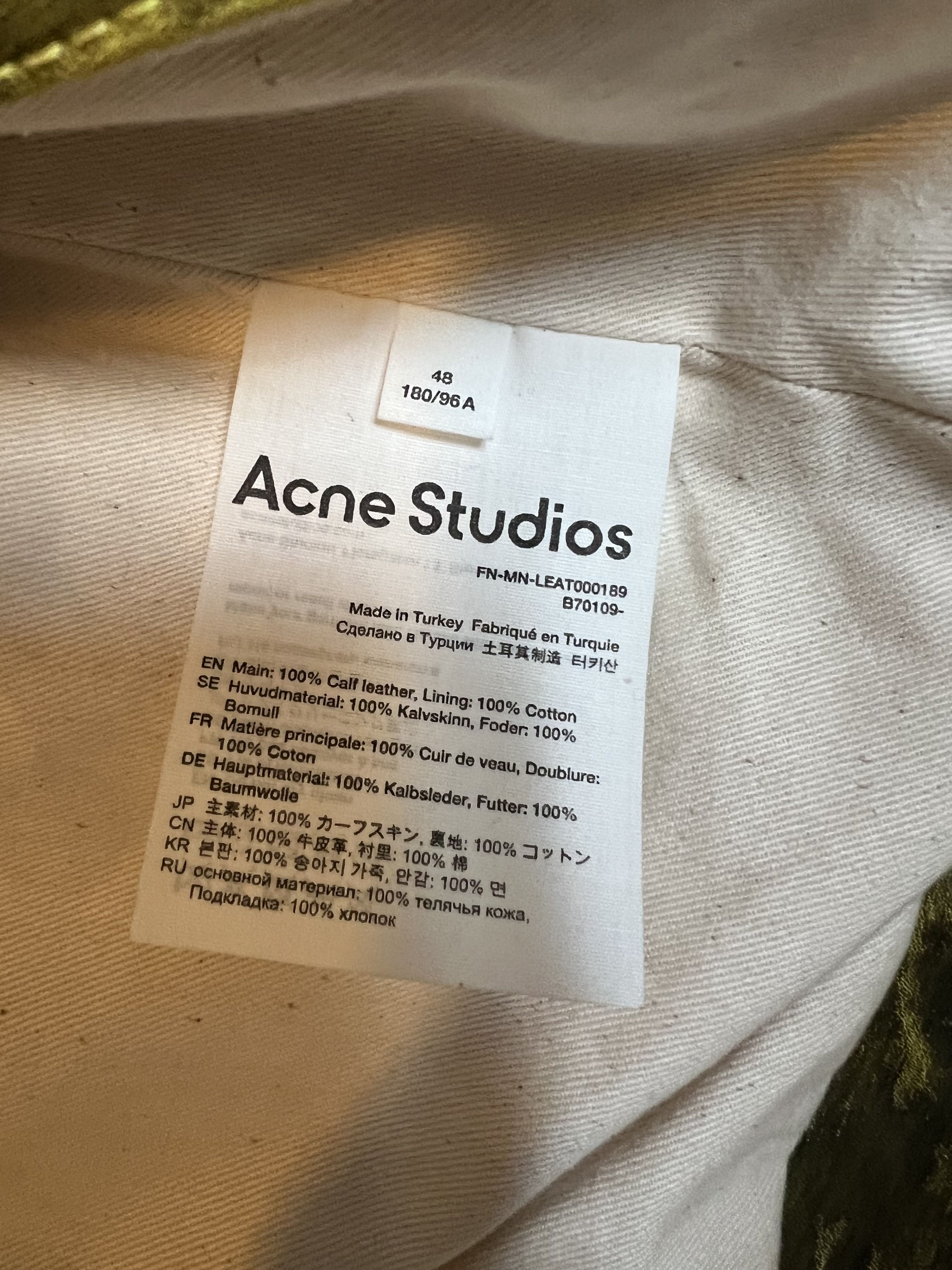 Acne Studios Acne Studios FW22 Hand Painted Yellow Leather Jacket sz 48 Size US M / EU 48-50 / 2 - 5 Thumbnail