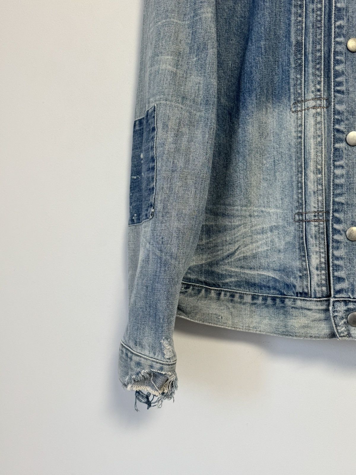 Allsaints AllSAINTS Iren Men's Distressed Denim Jacket Mid Indigo Size US M / EU 48-50 / 2 - 7 Thumbnail