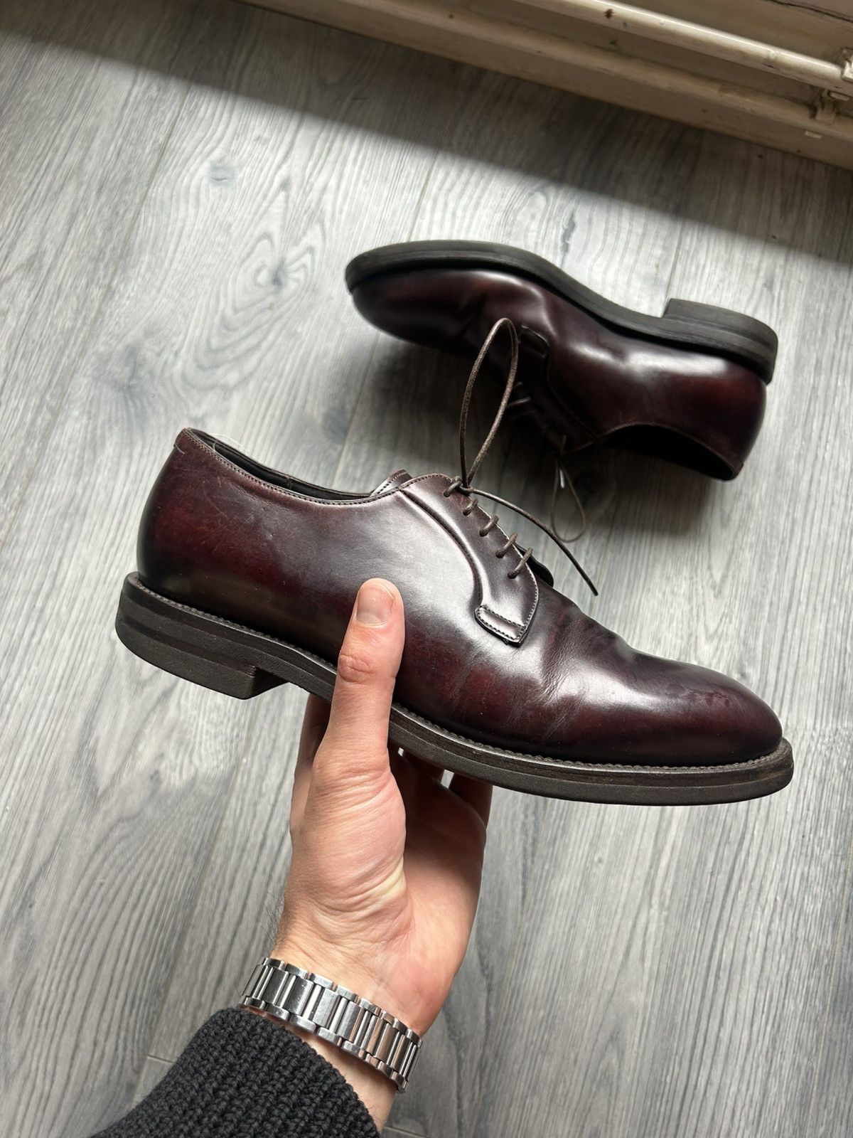 Brunello Cucinelli Burgundy Derbies with Vibram Sole Size US 8.5 / EU 41-42 - 2 Thumbnail
