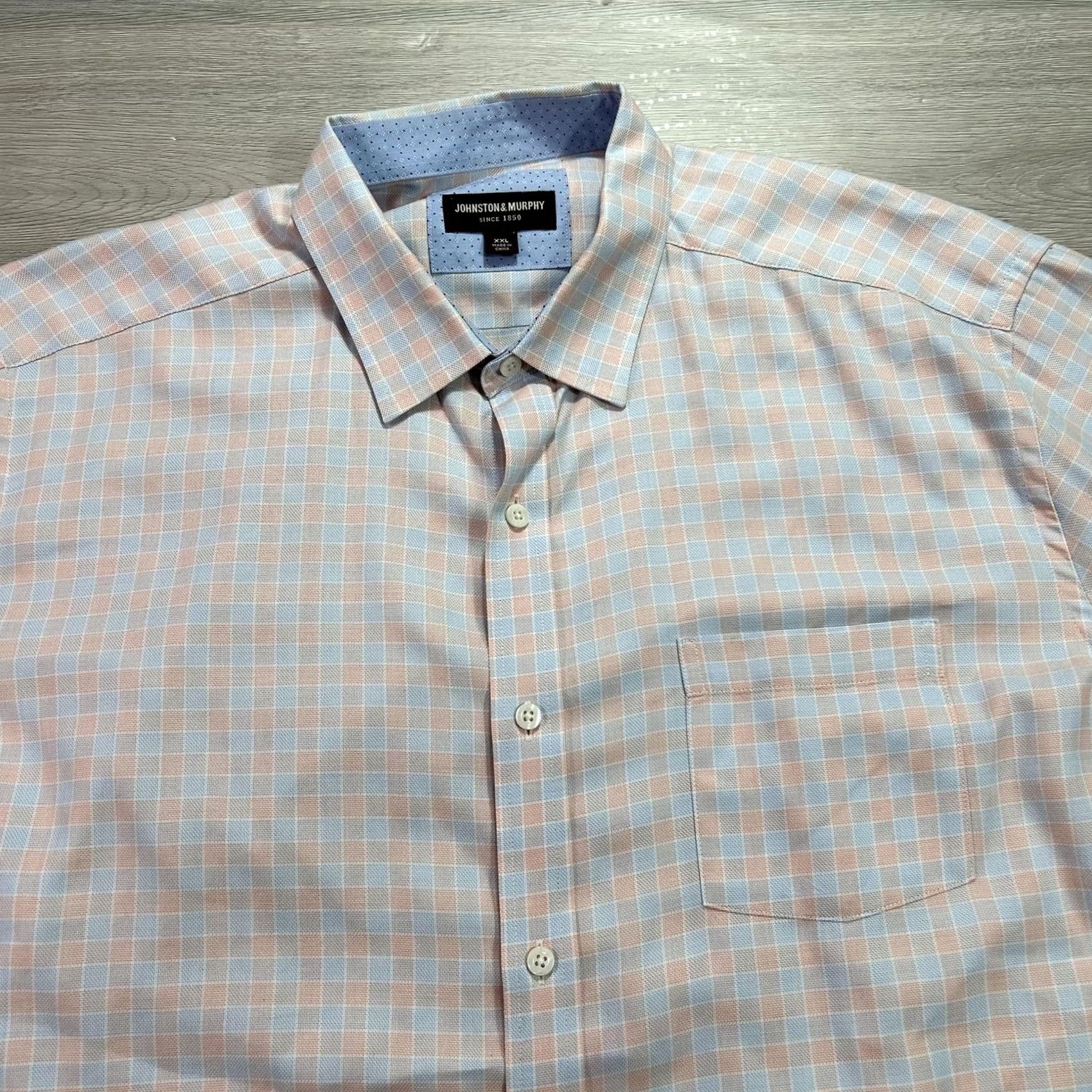 Johnston & Murphy Johnston & Murphy Shirt Mens 2XL Blue Pink Gingham Check Button Down Long Sleeve Size US XXL / EU 58 / 5 - 4 Thumbnail
