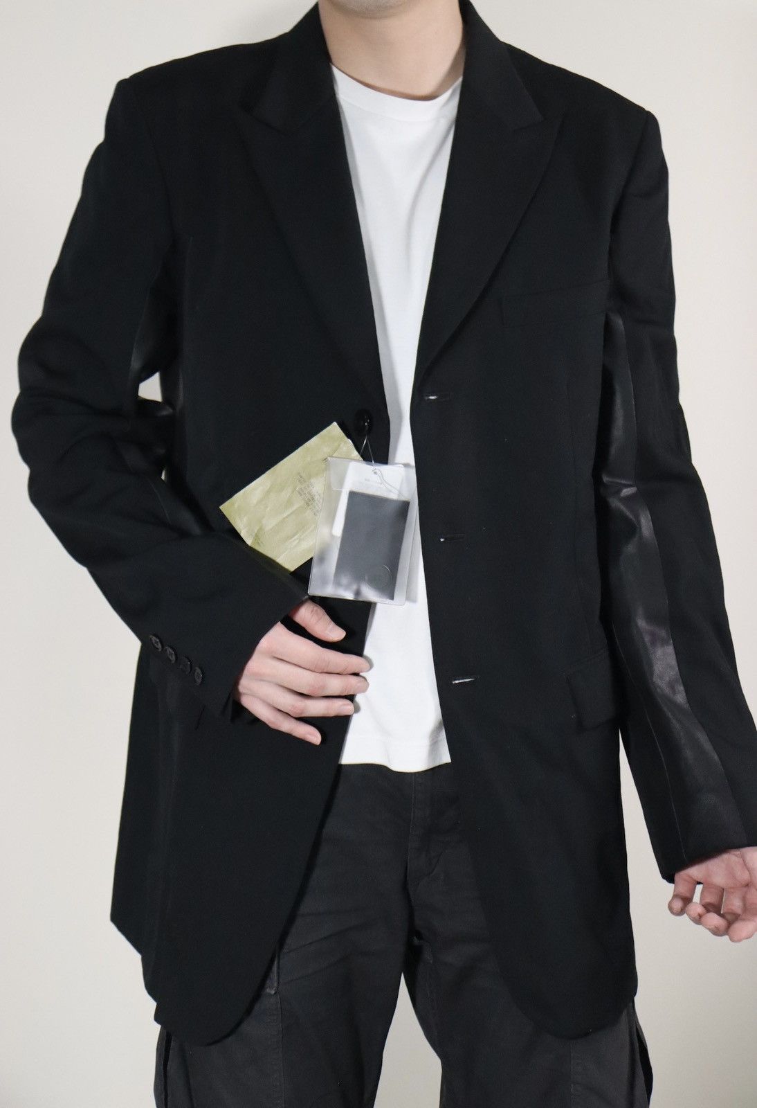 Yohji Yamamoto Yohji Yamamoto 09ss “Peace of shit” Leather Blazer Jacket Size 50S - 3 Thumbnail