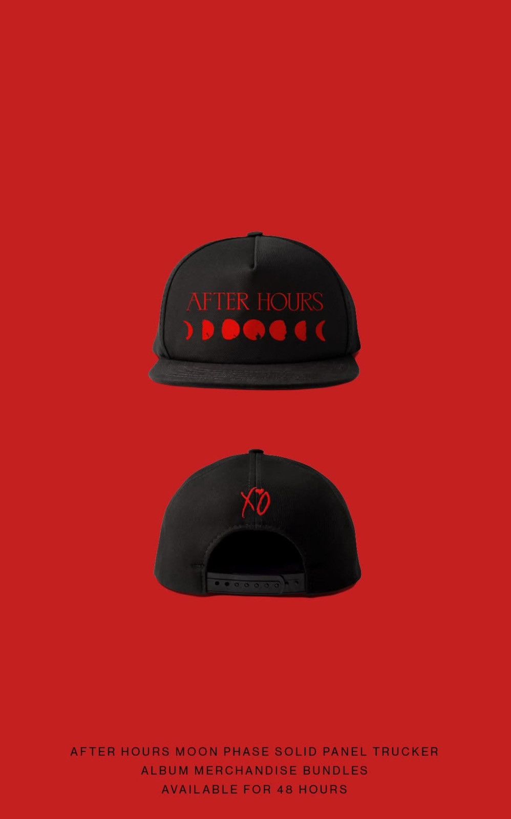 The Weeknd × XO The Weeknd XO After Hours Moon Phase Solid Panel Trucker Hat Size ONE SIZE - 2 Thumbnail