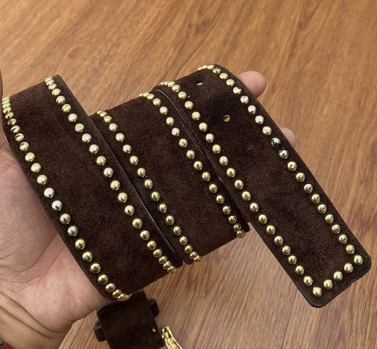 If Six Was Nine × Japanese Brand × Le Grande Bleu (L.G.B.) Studded crystal suede belt Size ONE SIZE - 5 Thumbnail