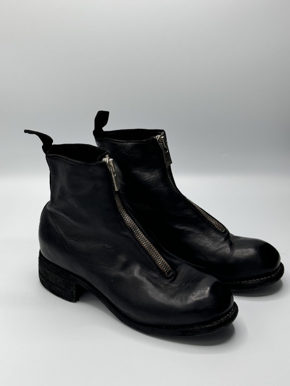 Guidi Guidi PL1 Black Soft Horse Full Grain Front Zip Ankle Boots  