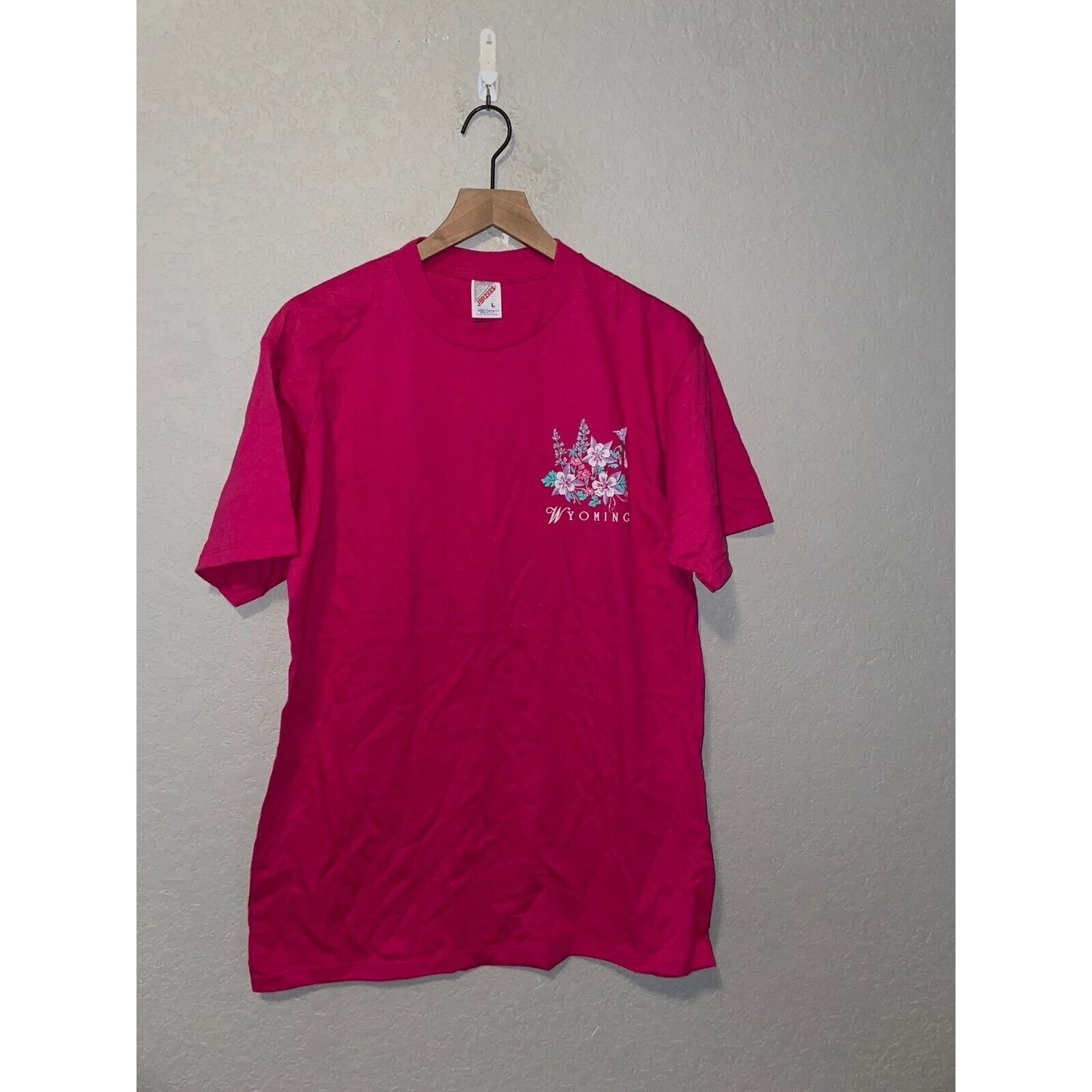 Jerzees Vintage Wyoming Shirt Destination Flower Pink Shirt Large WY Size US L / EU 52-54 / 3 - 1 Thumbnail