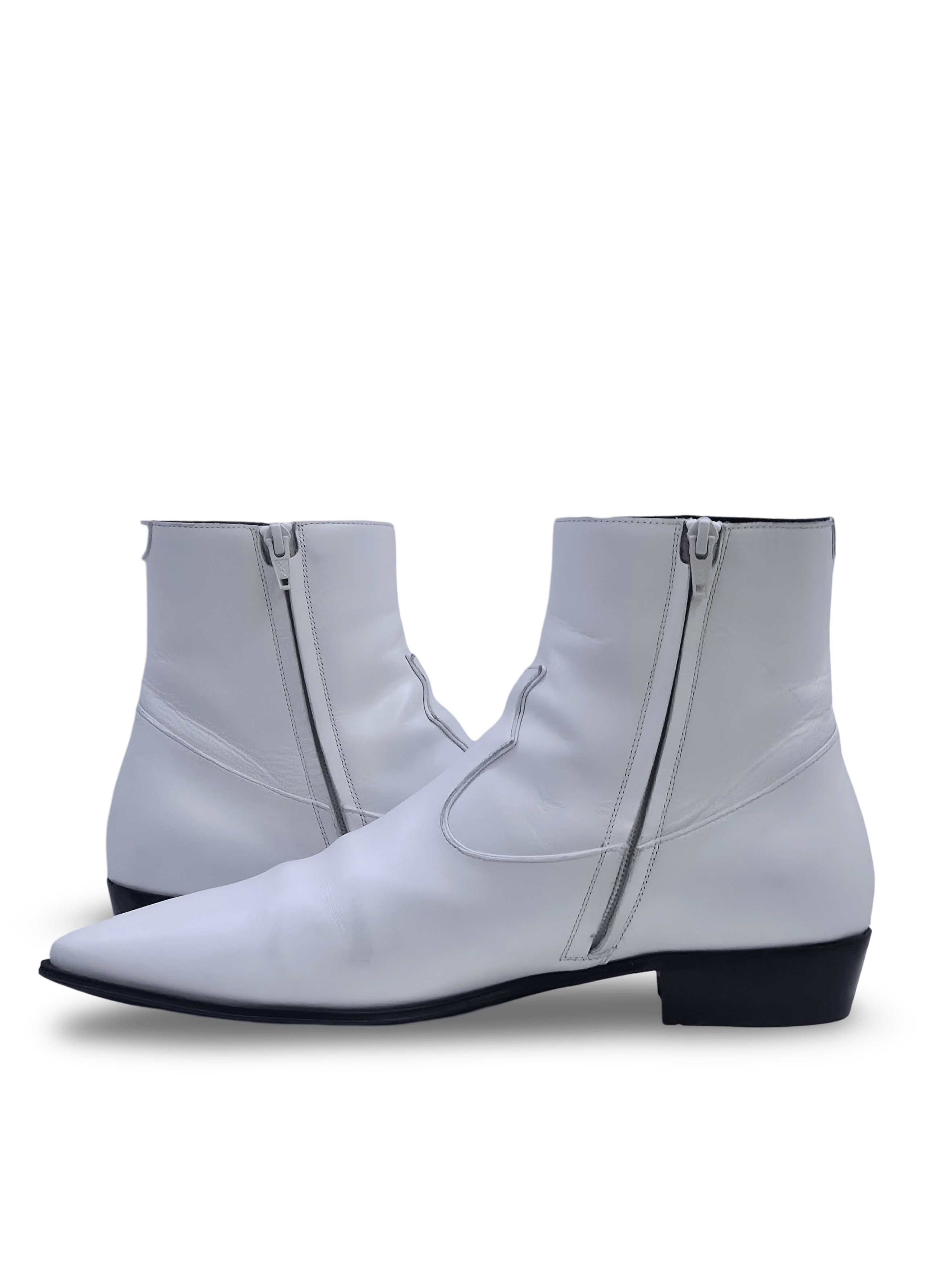 Celine Celine x Hedi Slimane SS19 White Leather Jacno Ankle Boots Size US 9 / EU 42 - 6 Thumbnail