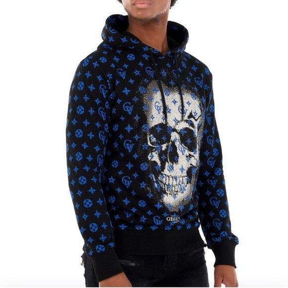 Designer Blue Black Sweater Hoodie George V Designer Brand From Paris Size US L / EU 52-54 / 3 - 2 Thumbnail